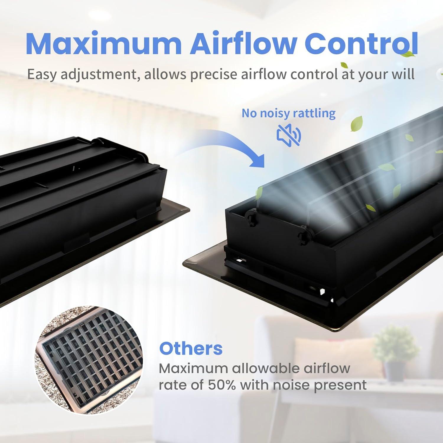 Registro de Piso Ventilación Howeall 4x10 cm Negro Mate