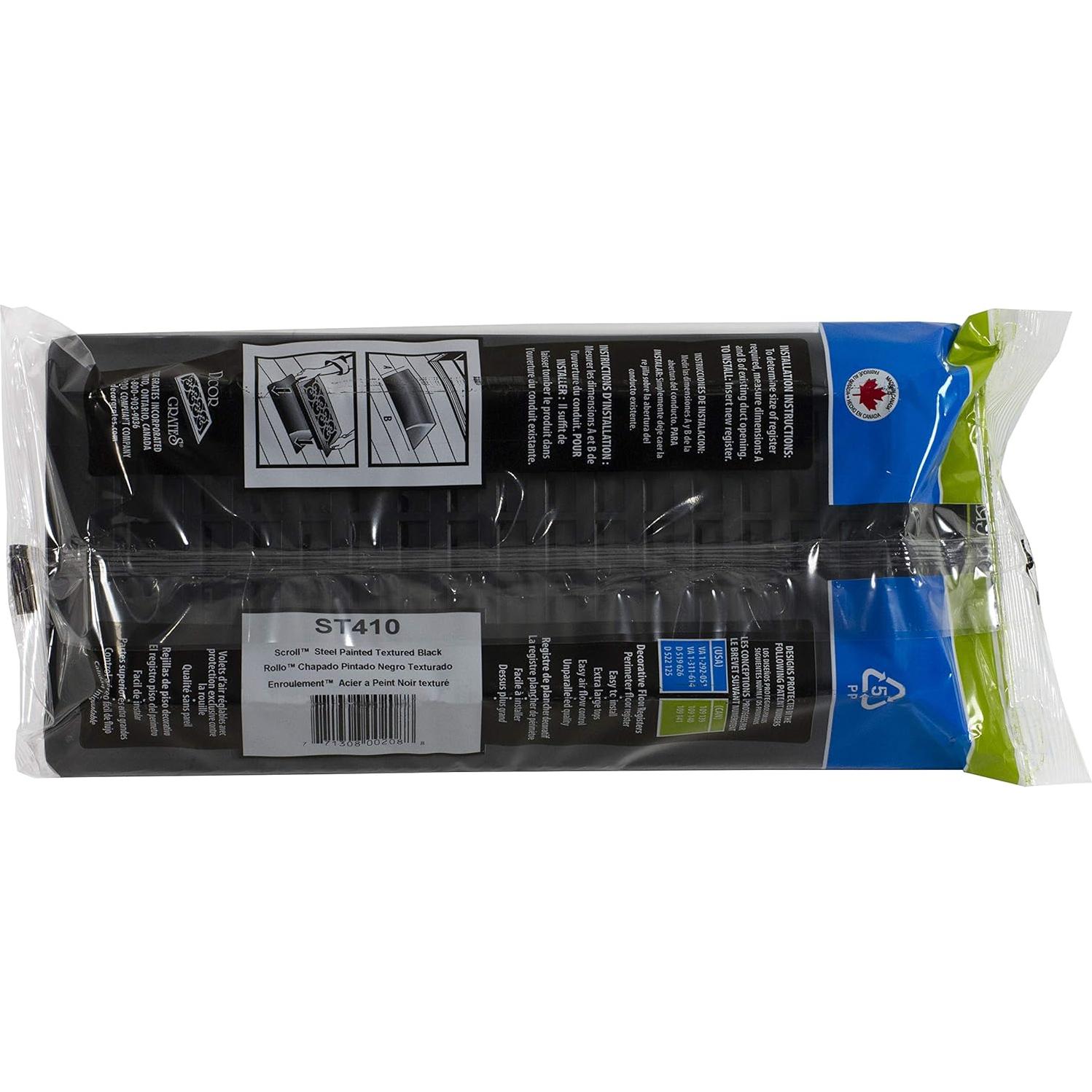 Rejilla de Piso Decor Grates ST410 10x25 cm Negro Texturizado