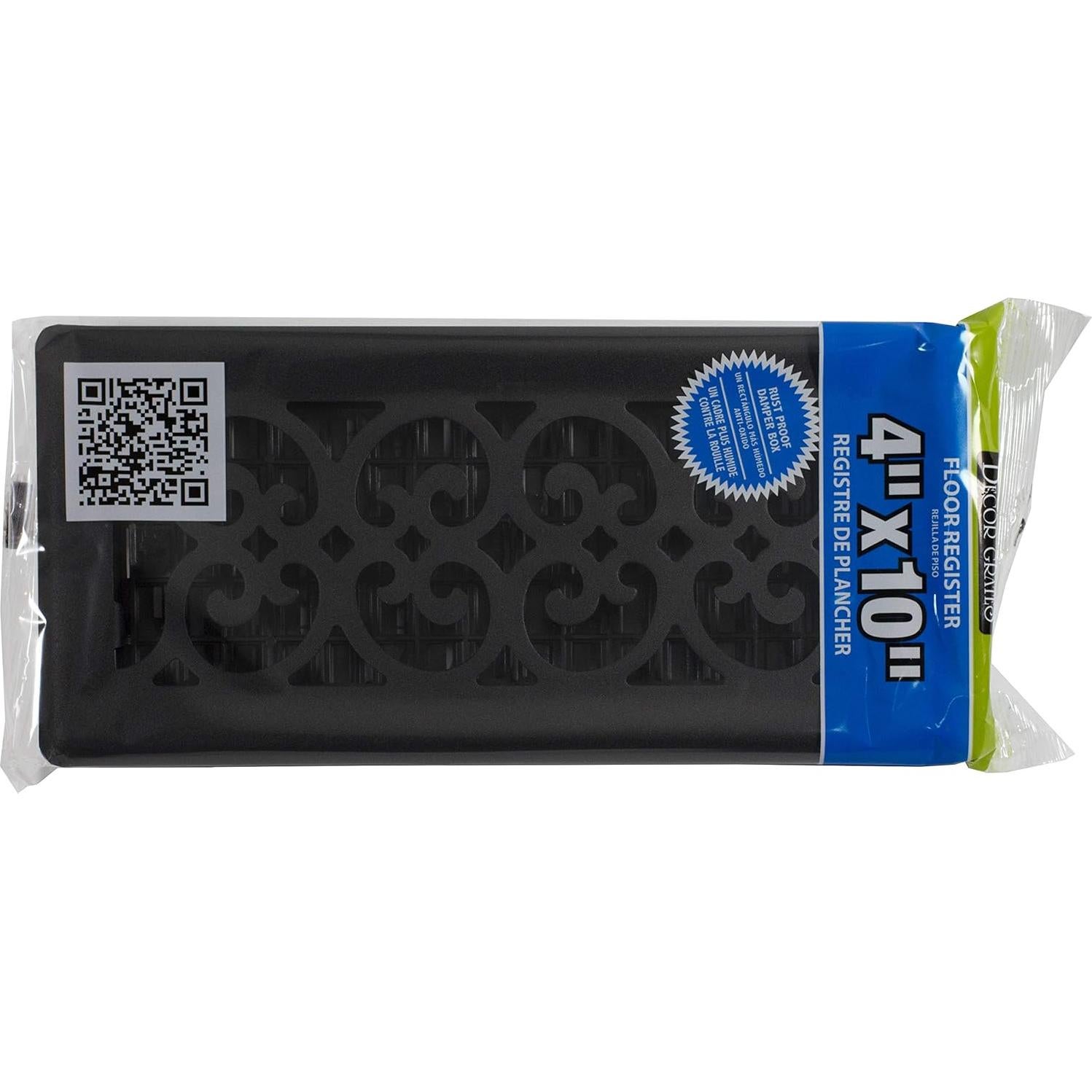 Rejilla de Piso Decor Grates ST410 10x25 cm Negro Texturizado