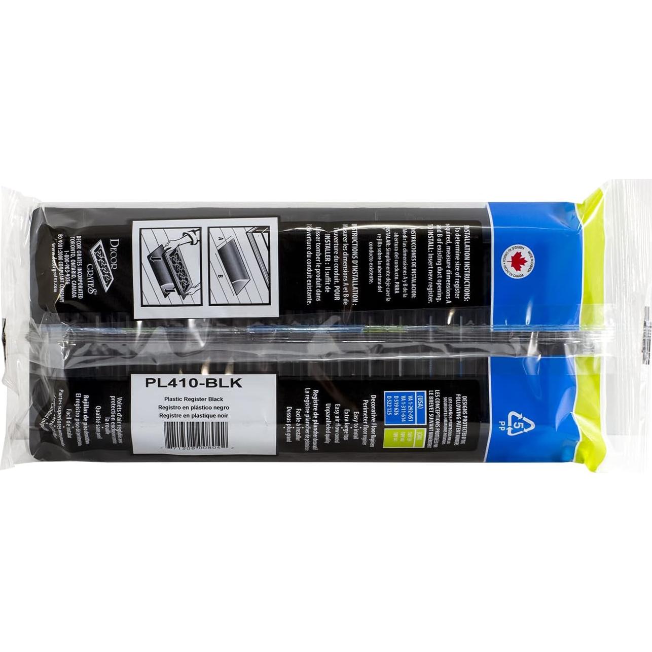 Rejilla de Piso de Plástico Decor Grates PL410-BLK 10x25 cm Negra