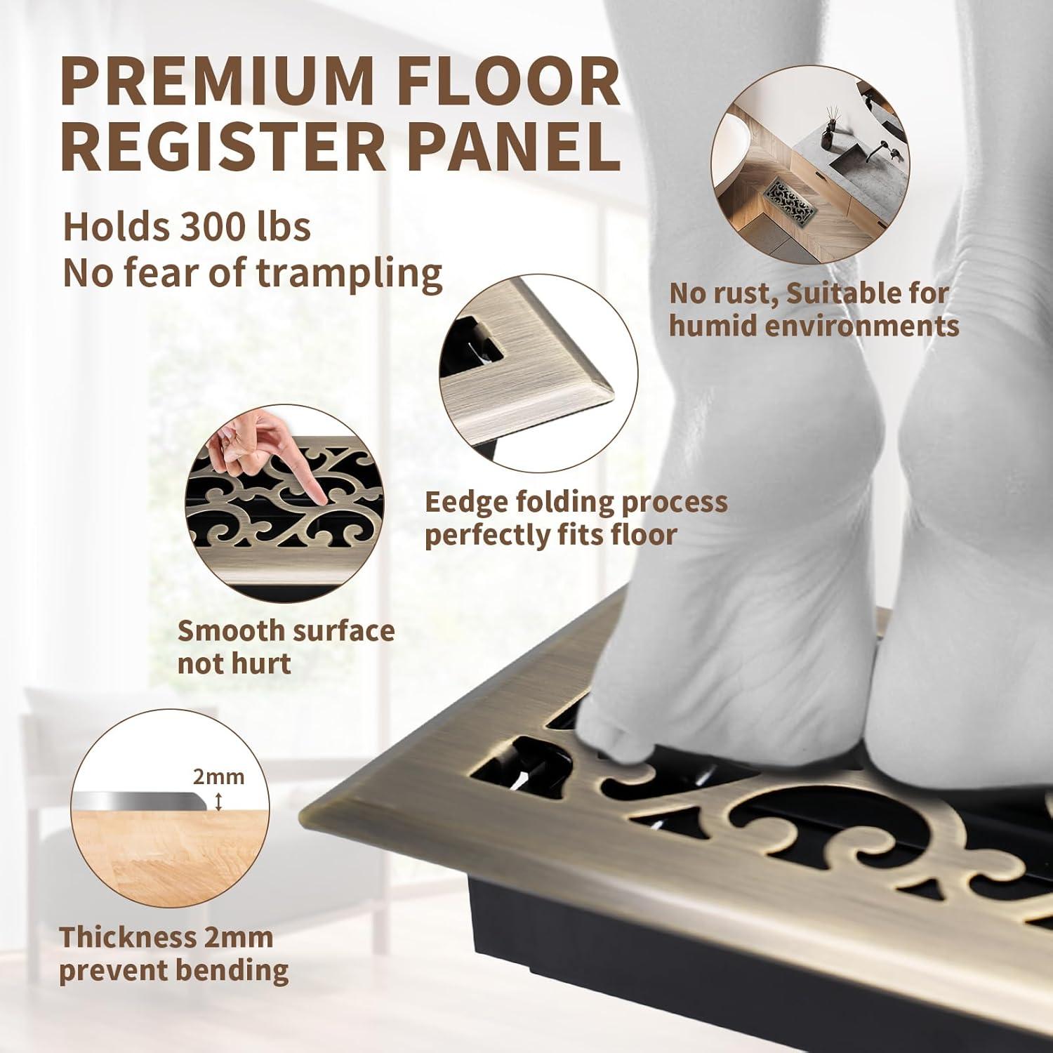 Rejilla de Piso SANYCASA 10x25 cm Bronce Antiguo Ajustable