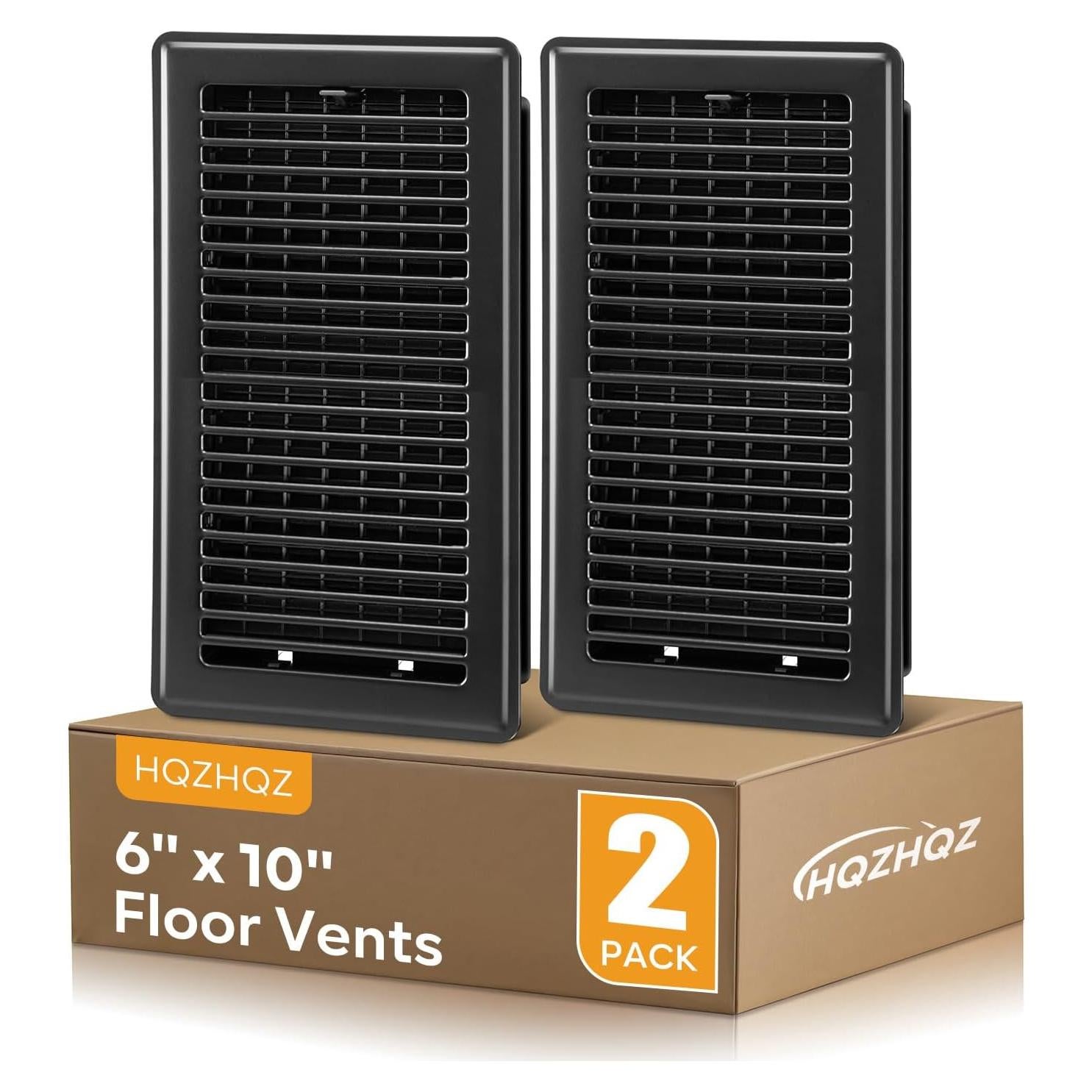 Cubiertas de Ventilación de Piso 6x10 HQZHQZ, Acero Negro, 2 Pcs
