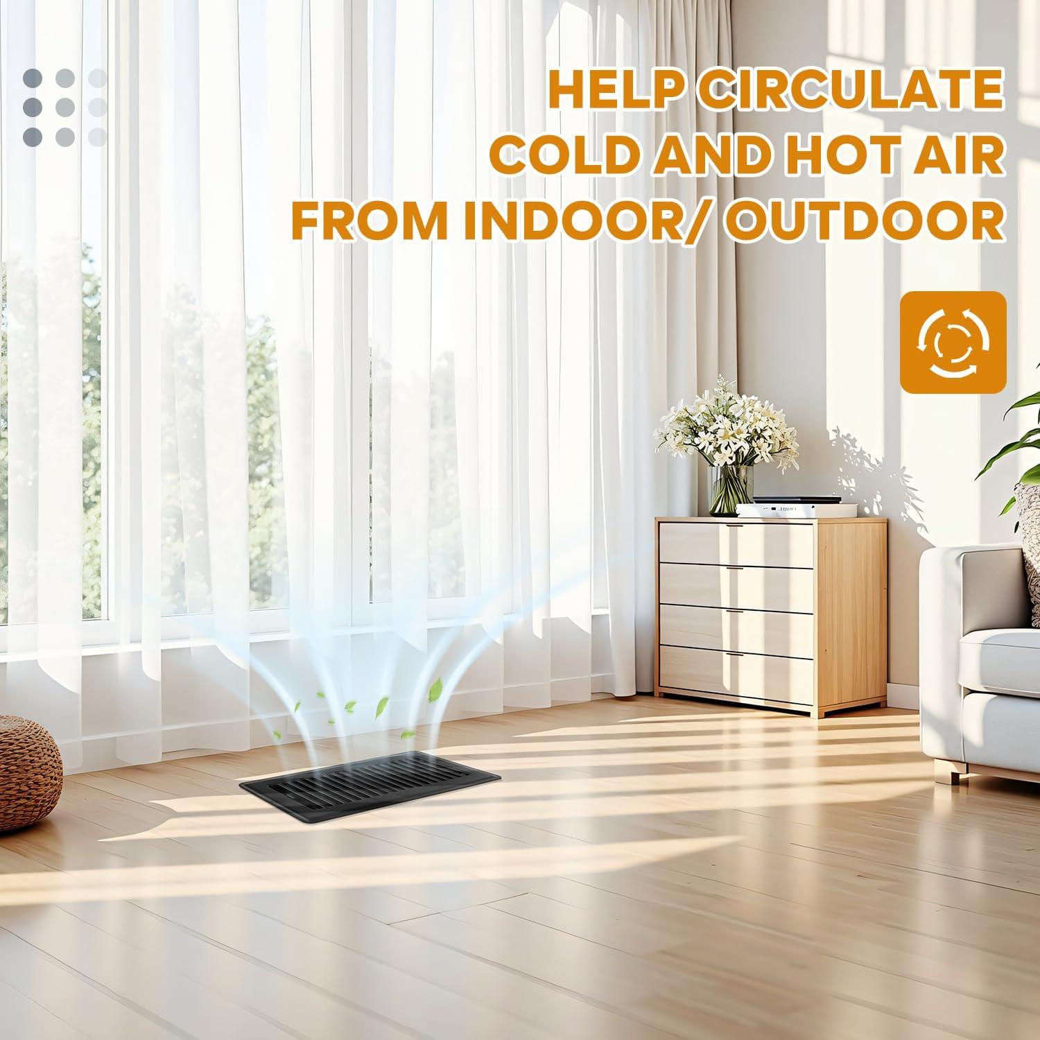 Cubiertas de Ventilación de Piso 6x10 HQZHQZ, Acero Negro, 2 Pcs