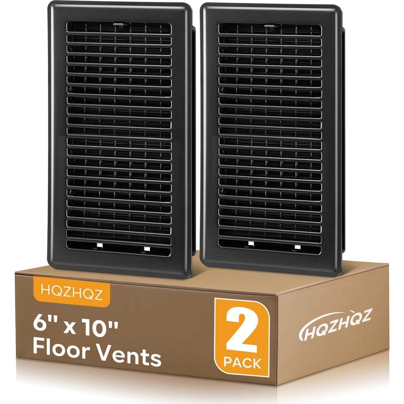 Cubiertas de Ventilación de Piso 6x10 HQZHQZ, Acero Negro, 2 Pcs