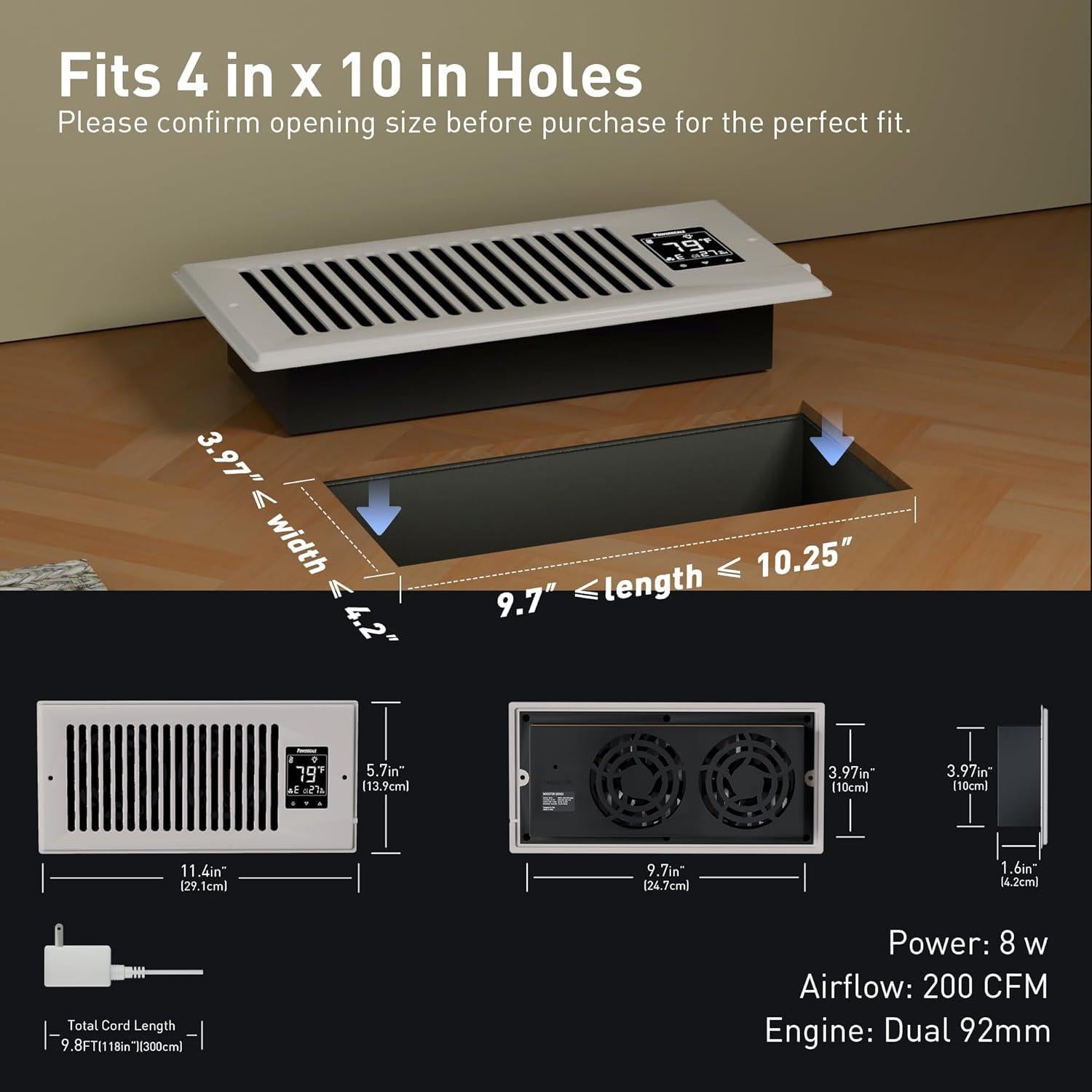 Ventilador de Refuerzo de Aire PowerScale 4" x 10" LCD