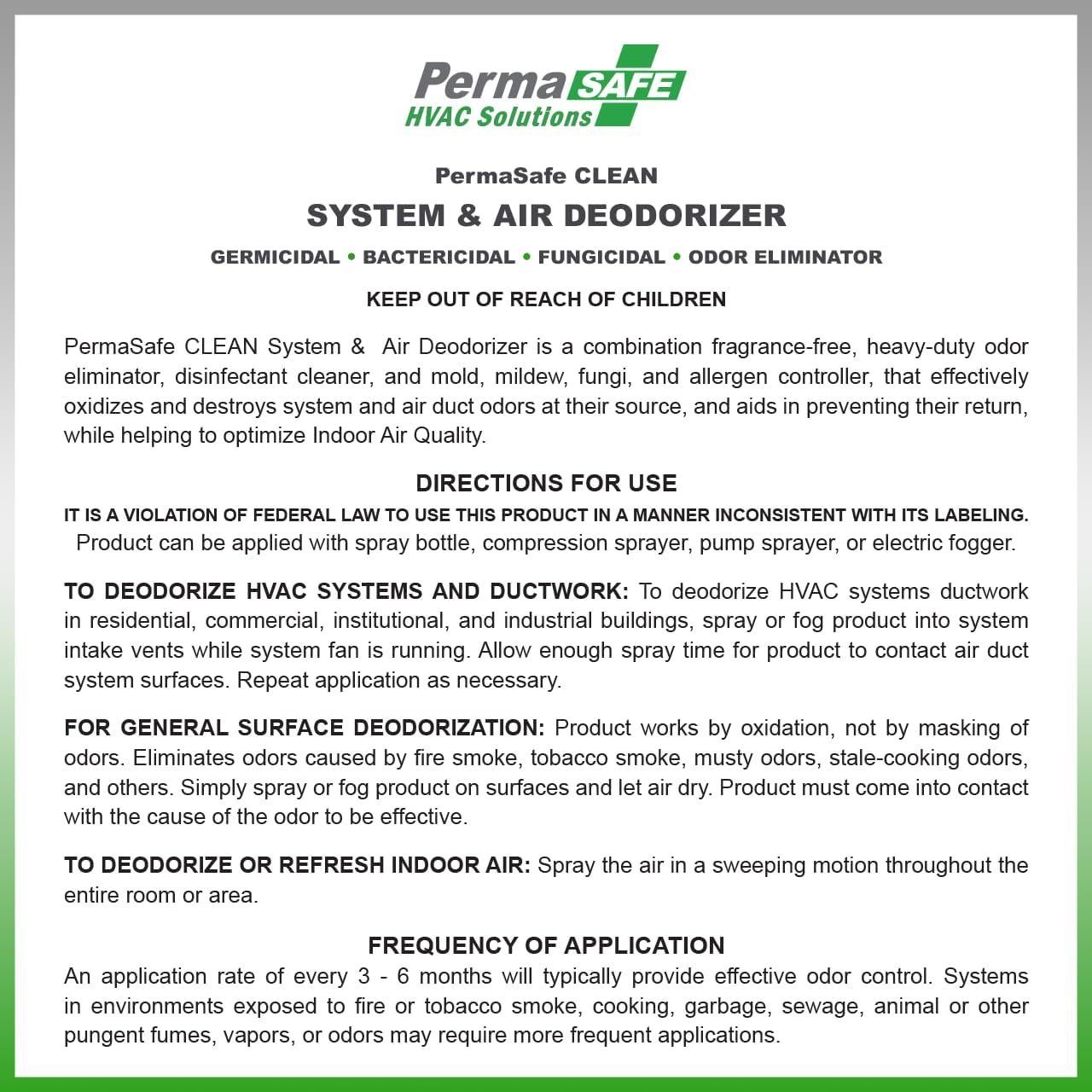 Desodorante de Aire HVAC PermaSafe PC-8H, 140g, Elimina Olores