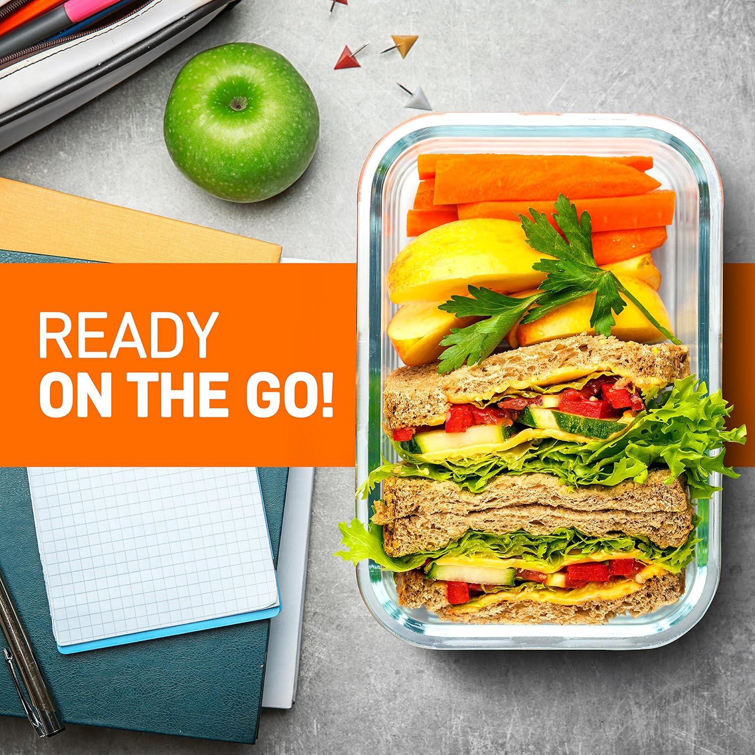 NutriChef Set de 10 Contenedores de Vidrio 30 oz a Prueba de Fugas