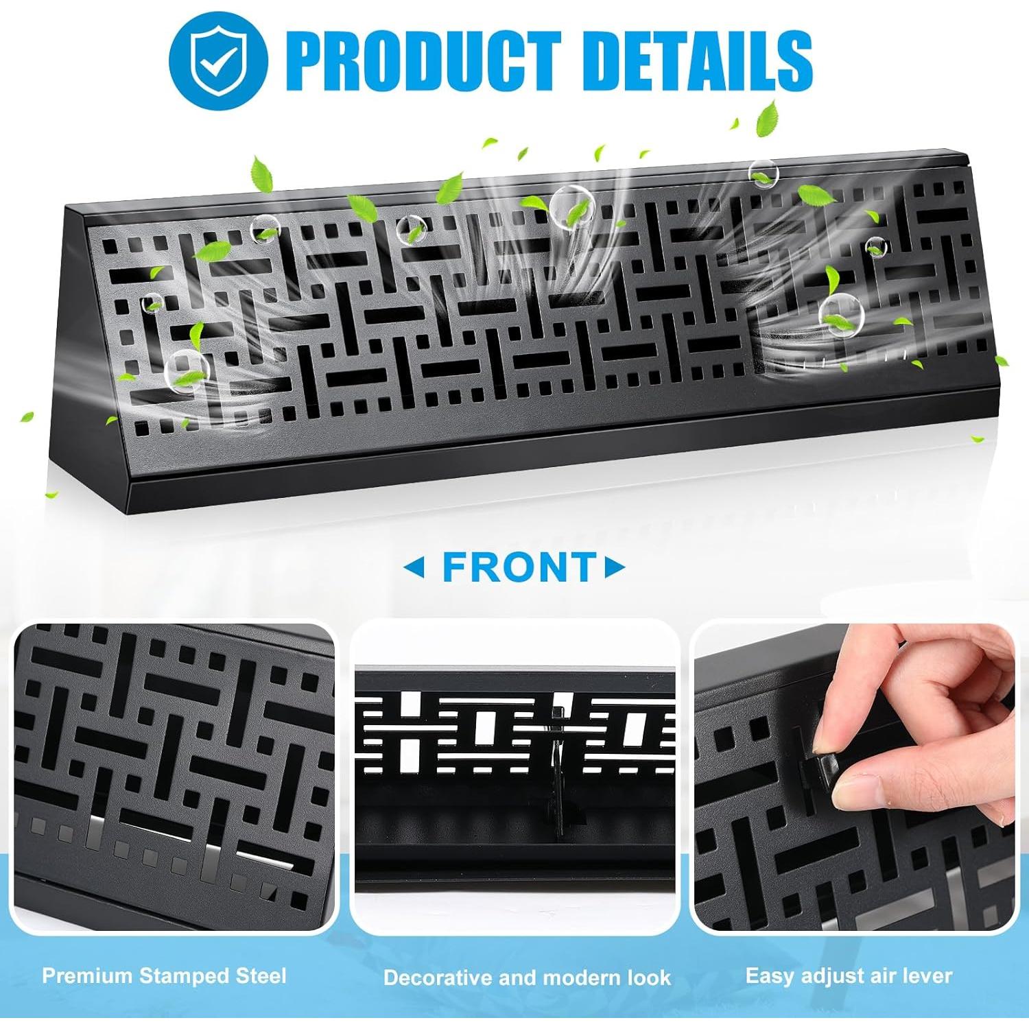 Difusor de Ventilación de Baseboard Landhoow 18" Negro - 4 Pcs