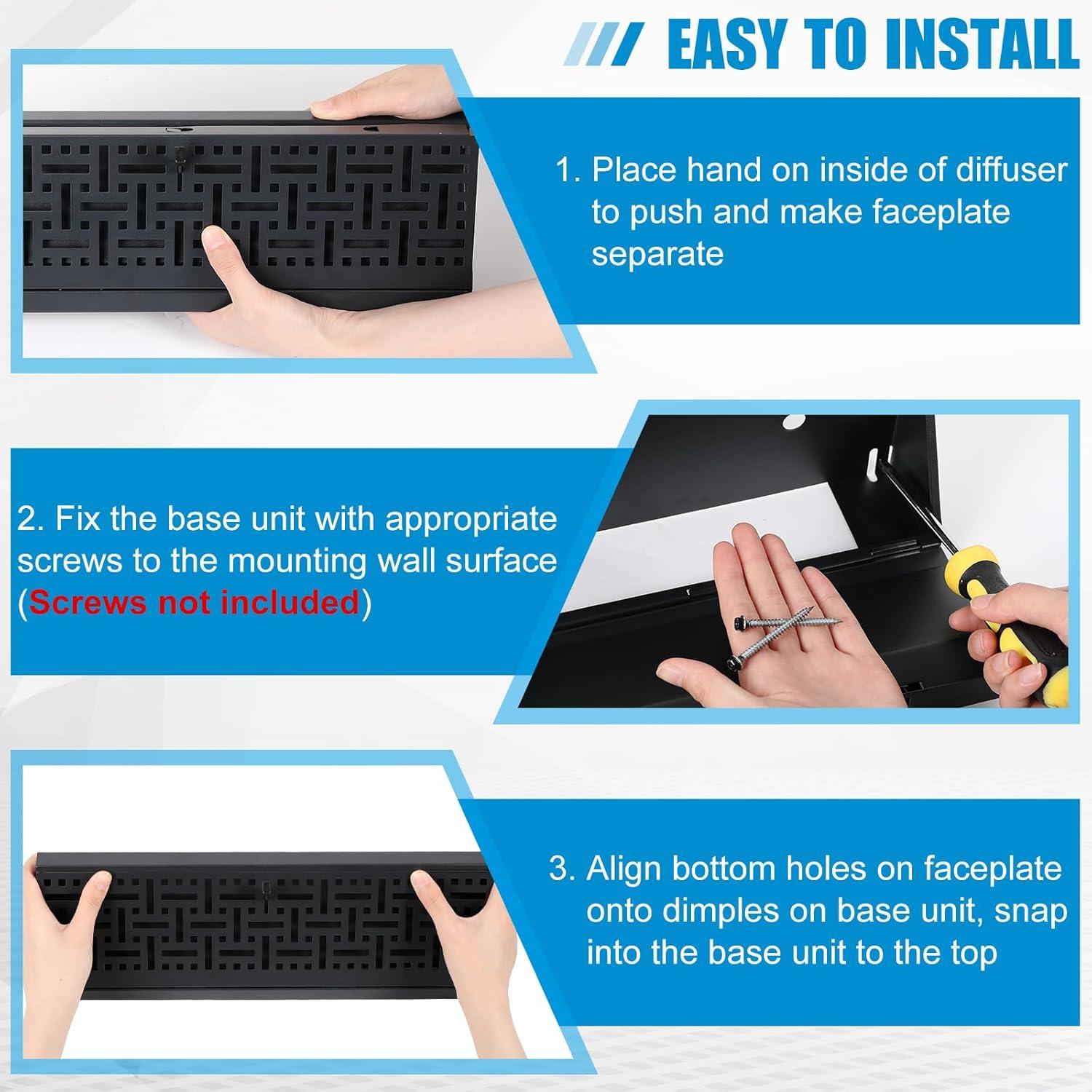 Difusor de Ventilación de Baseboard Landhoow 18" Negro - 4 Pcs