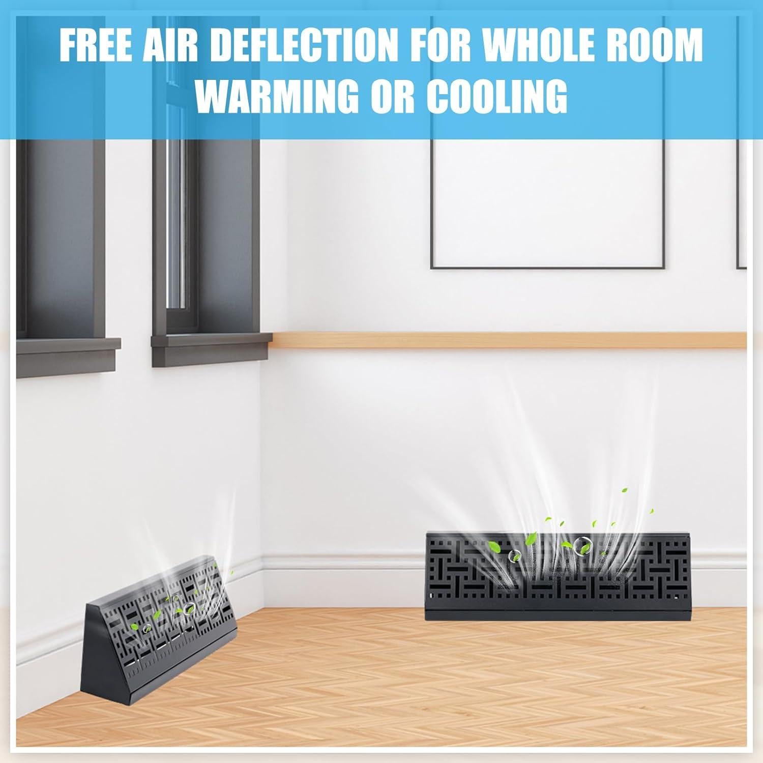 Difusor de Ventilación de Baseboard Landhoow 18" Negro - 4 Pcs