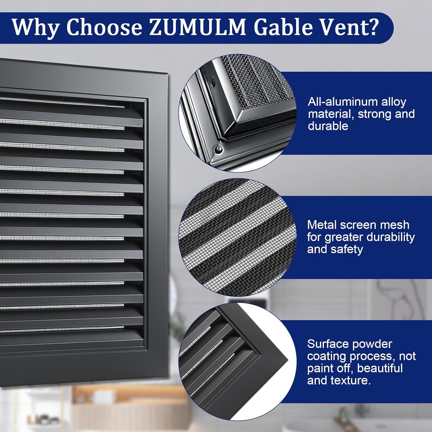 Ventilación de Tejado ZUMULM 10x10 cm Aluminio Negro