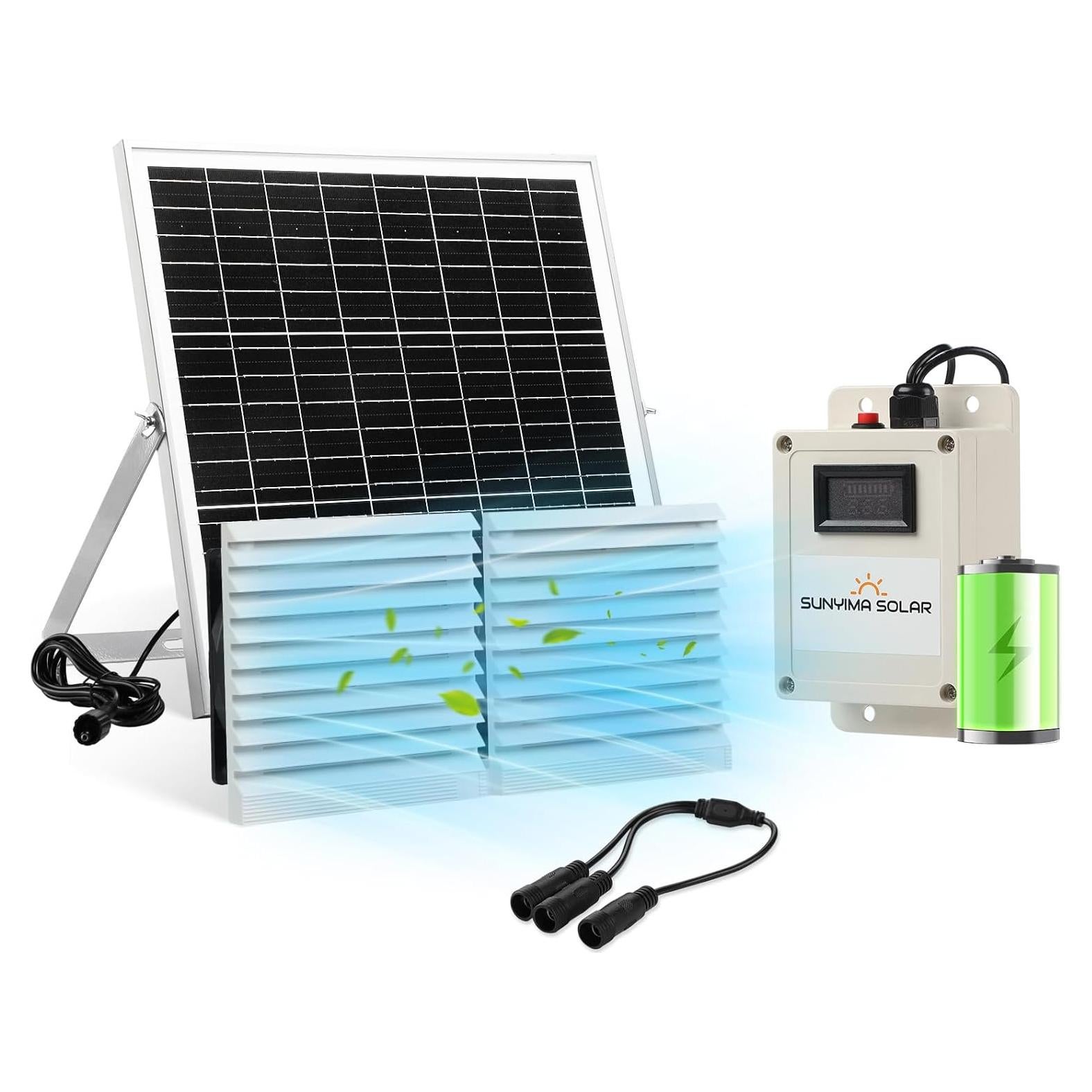 Ventilador Solar Doble SUNYIMA 20W con Batería 3600mAh