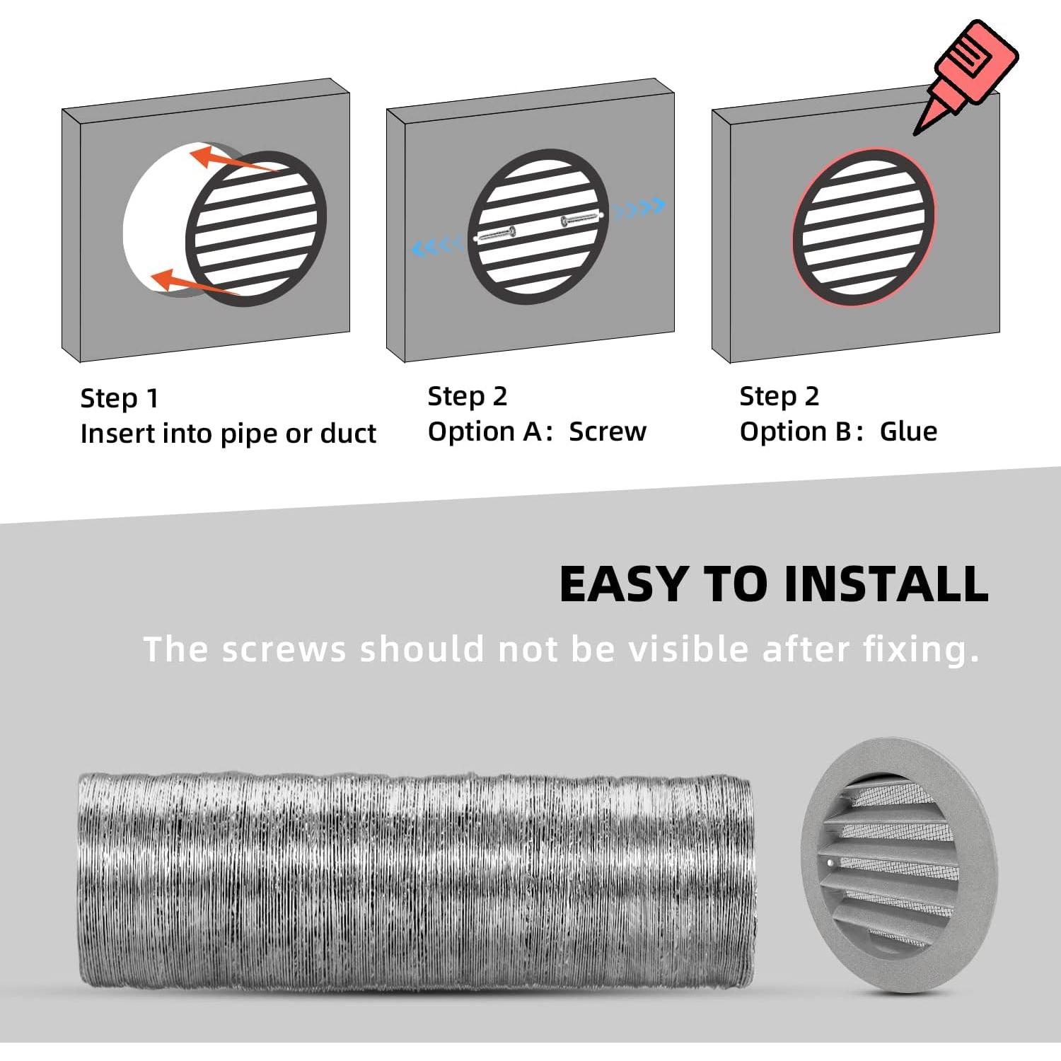 Rejilla de Ventilación Redonda FRESH SPEED 15.24 cm Gris