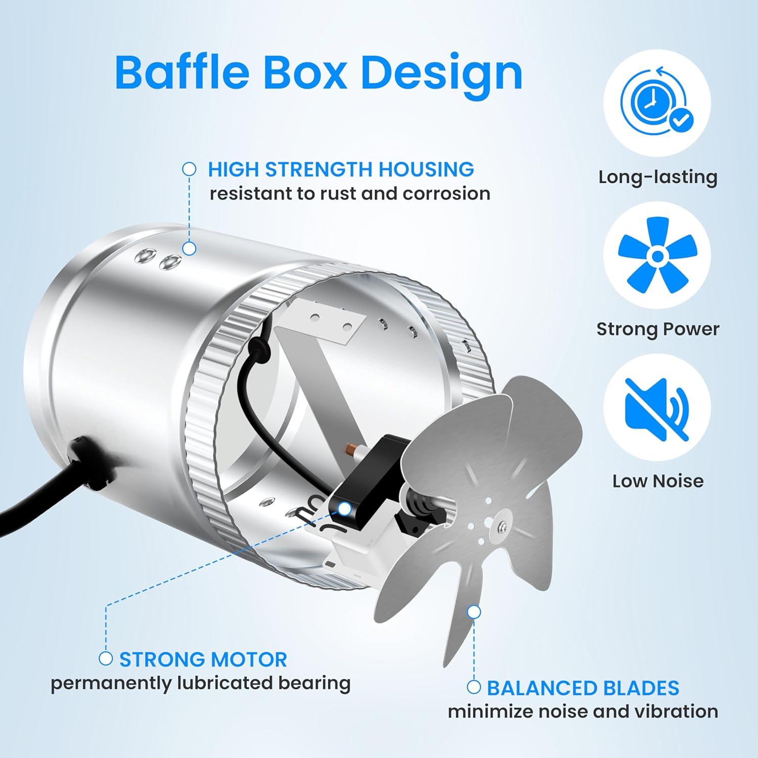 Ventilador de Conducto Aumentador Simple Deluxe 8" 420 CFM