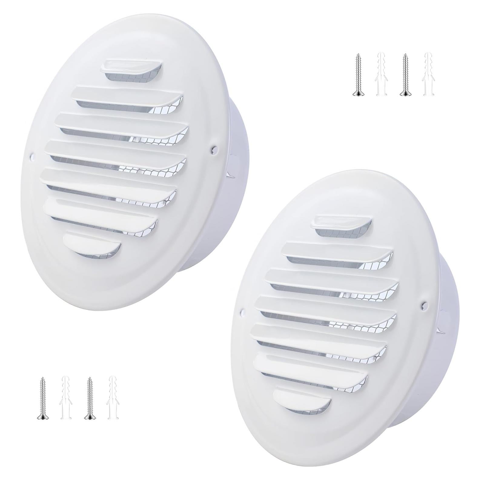 Cubierta de Ventilación Redonda TVKJHG 98mm con Malla Fina - 2 Piezas