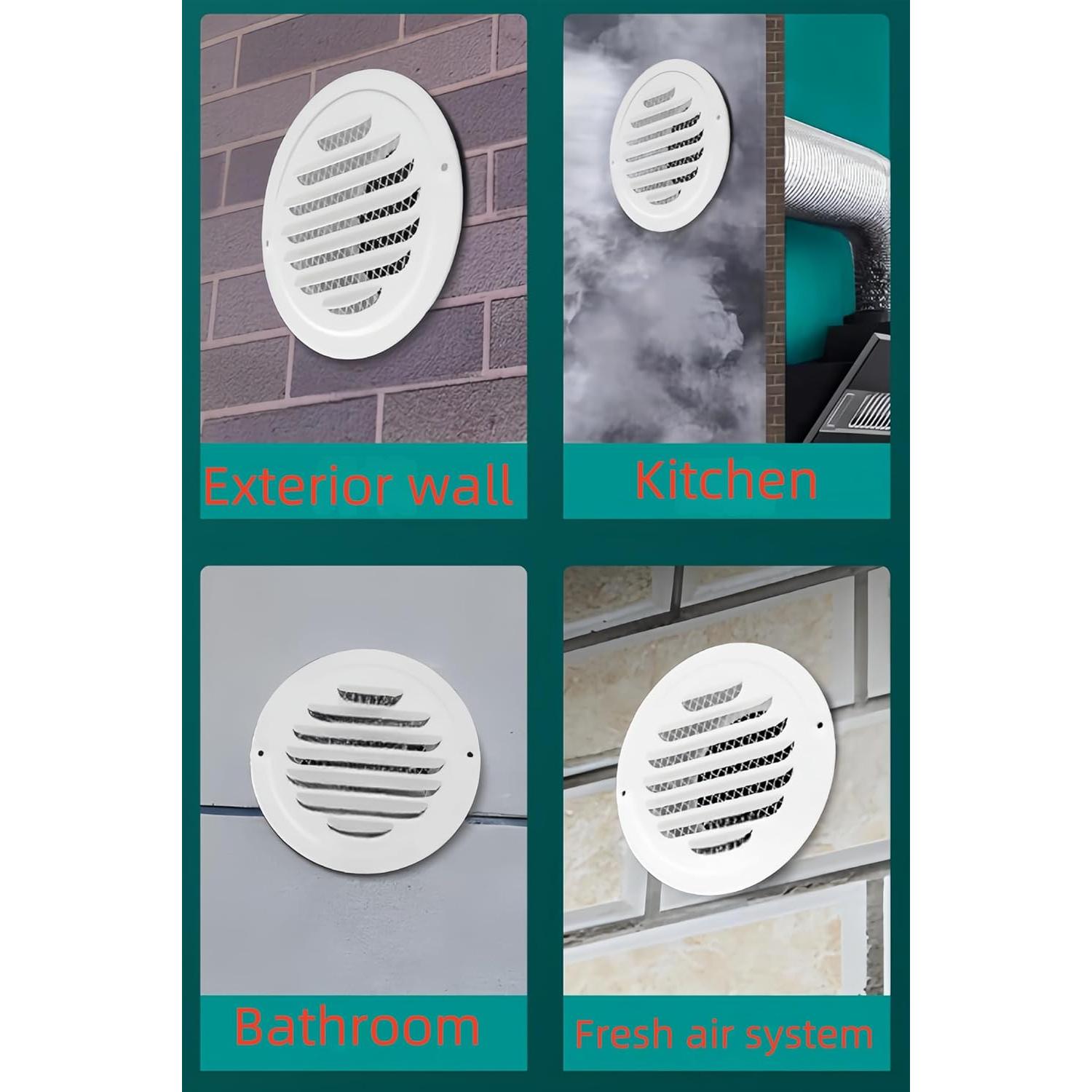 Cubierta de Ventilación Redonda TVKJHG 98mm con Malla Fina - 2 Piezas