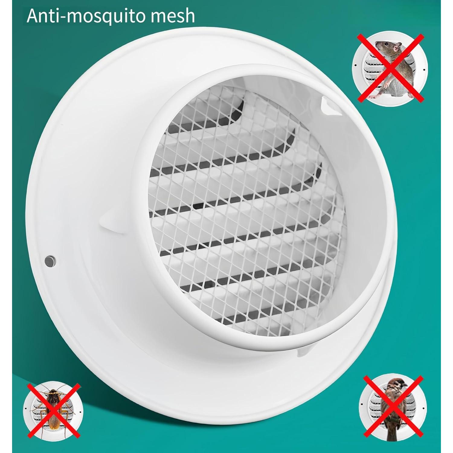 Cubierta de Ventilación Redonda TVKJHG 98mm con Malla Fina - 2 Piezas