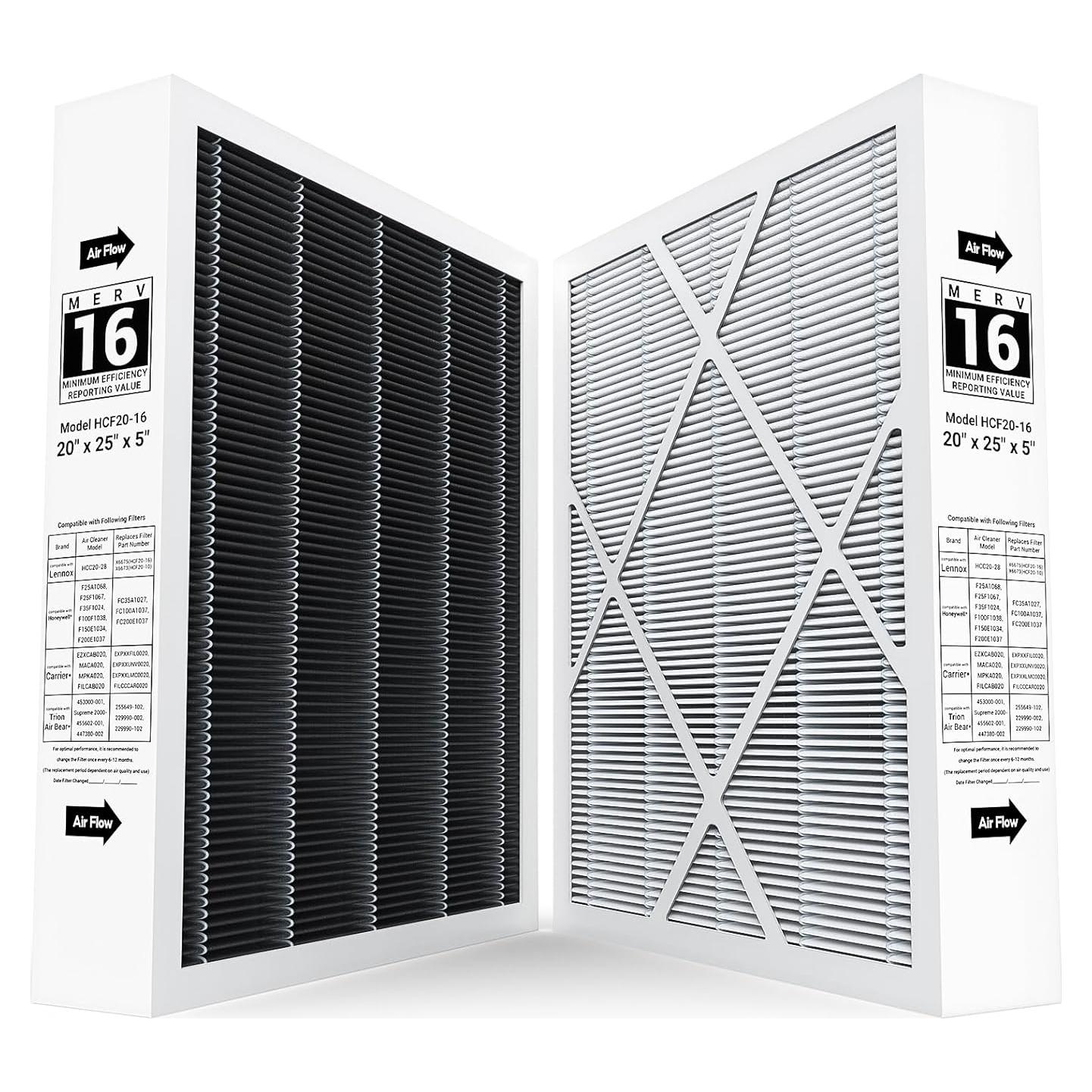 Paquete de 2 Filtros de Aire MERV 16 20x25x5 FunGeneTEC