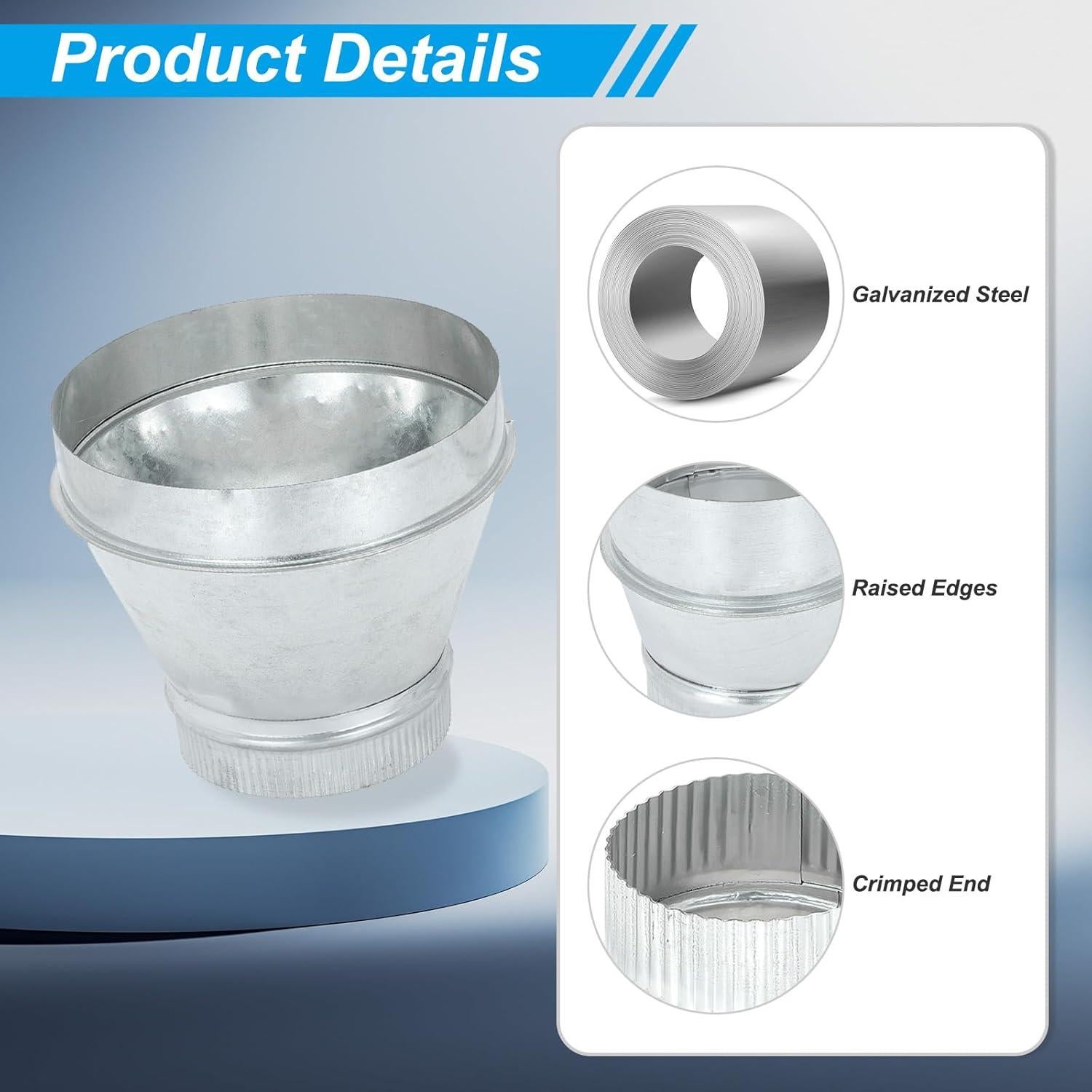 Reductor de Ducto Redondo PATIKIL 305mm a 150mm Acero Galvanizado