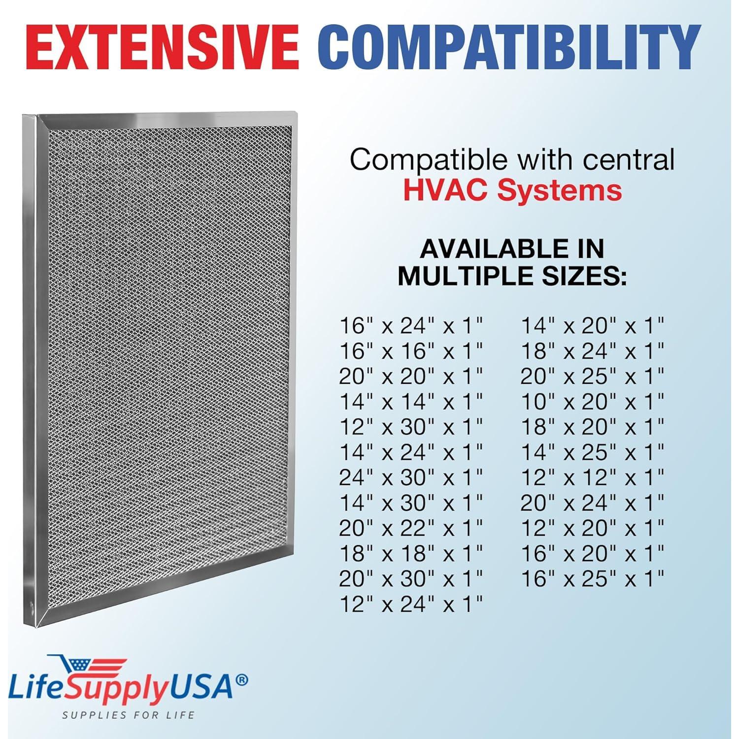 Filtro de Aire Electrostático LifeSupplyUSA 18x24x1 MERV 8 Lavable