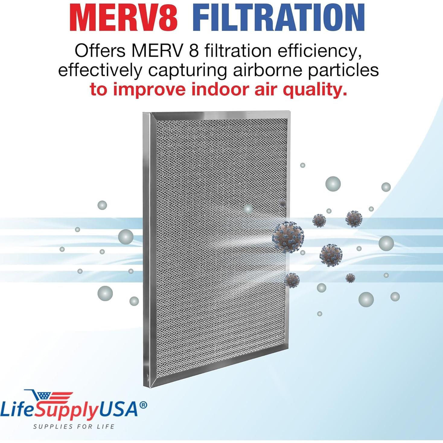 Filtro de Aire Electrostático LifeSupplyUSA 18x24x1 MERV 8 Lavable