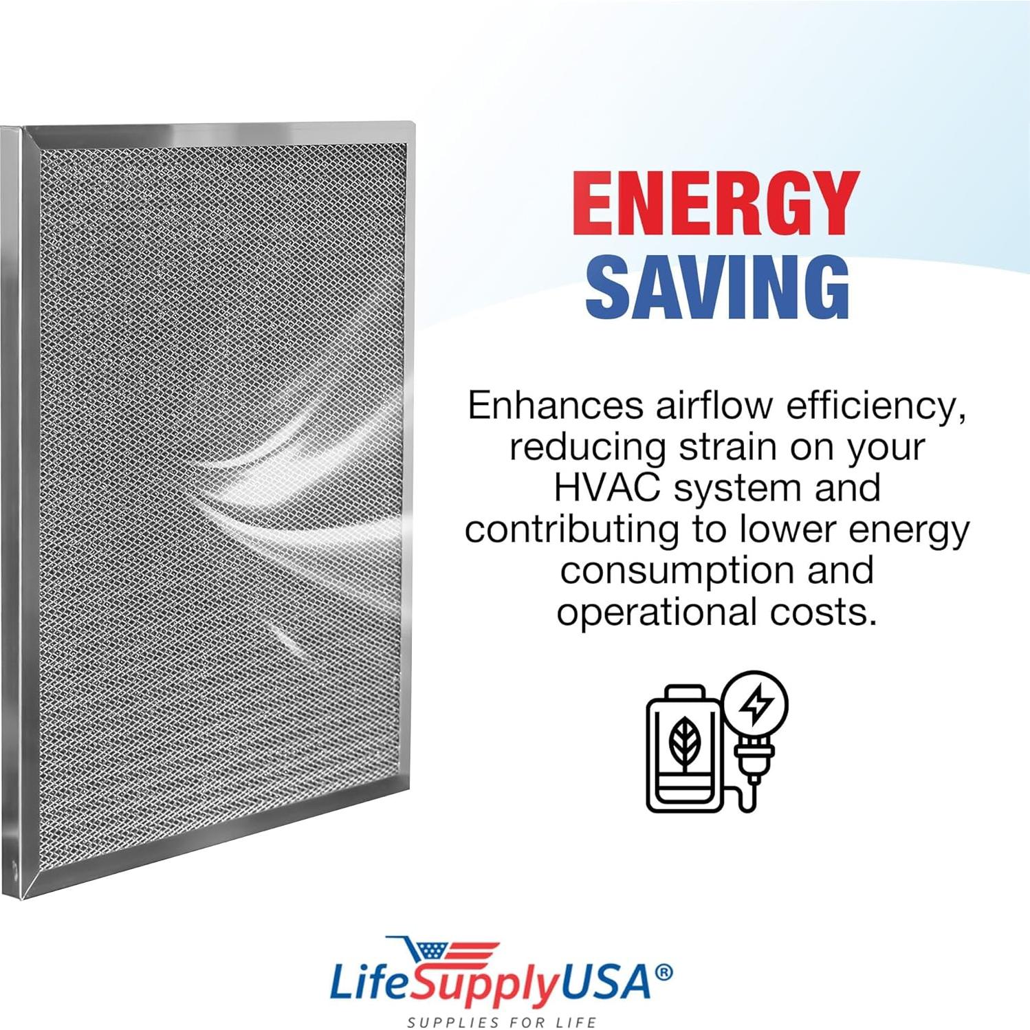 Filtro de Aire Electrostático LifeSupplyUSA 18x24x1 MERV 8 Lavable