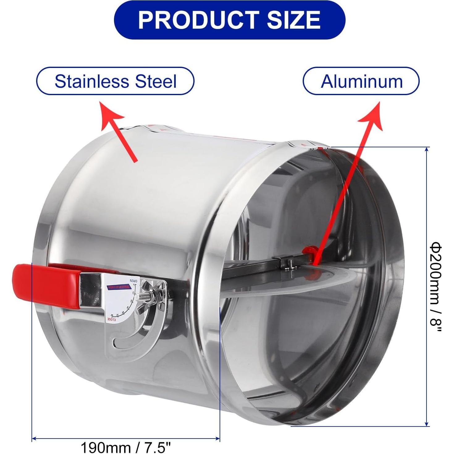 Válvula de Retorno de Aire Manual PATIKIL 20 cm para HVAC