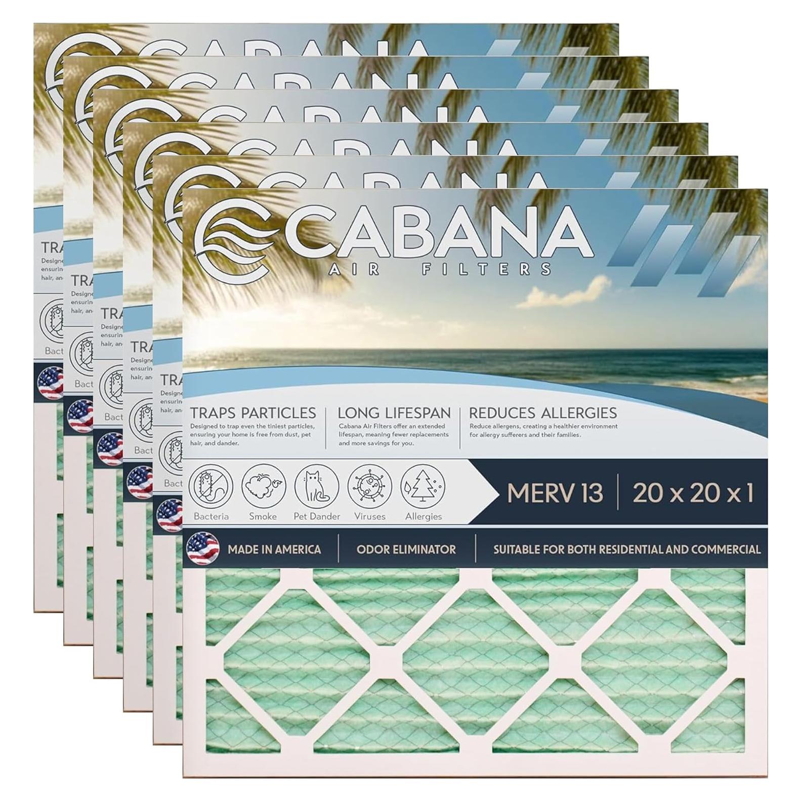 Filtros de Aire Cabana 6-Pack 20x20x2.5cm MERV 13 HVAC