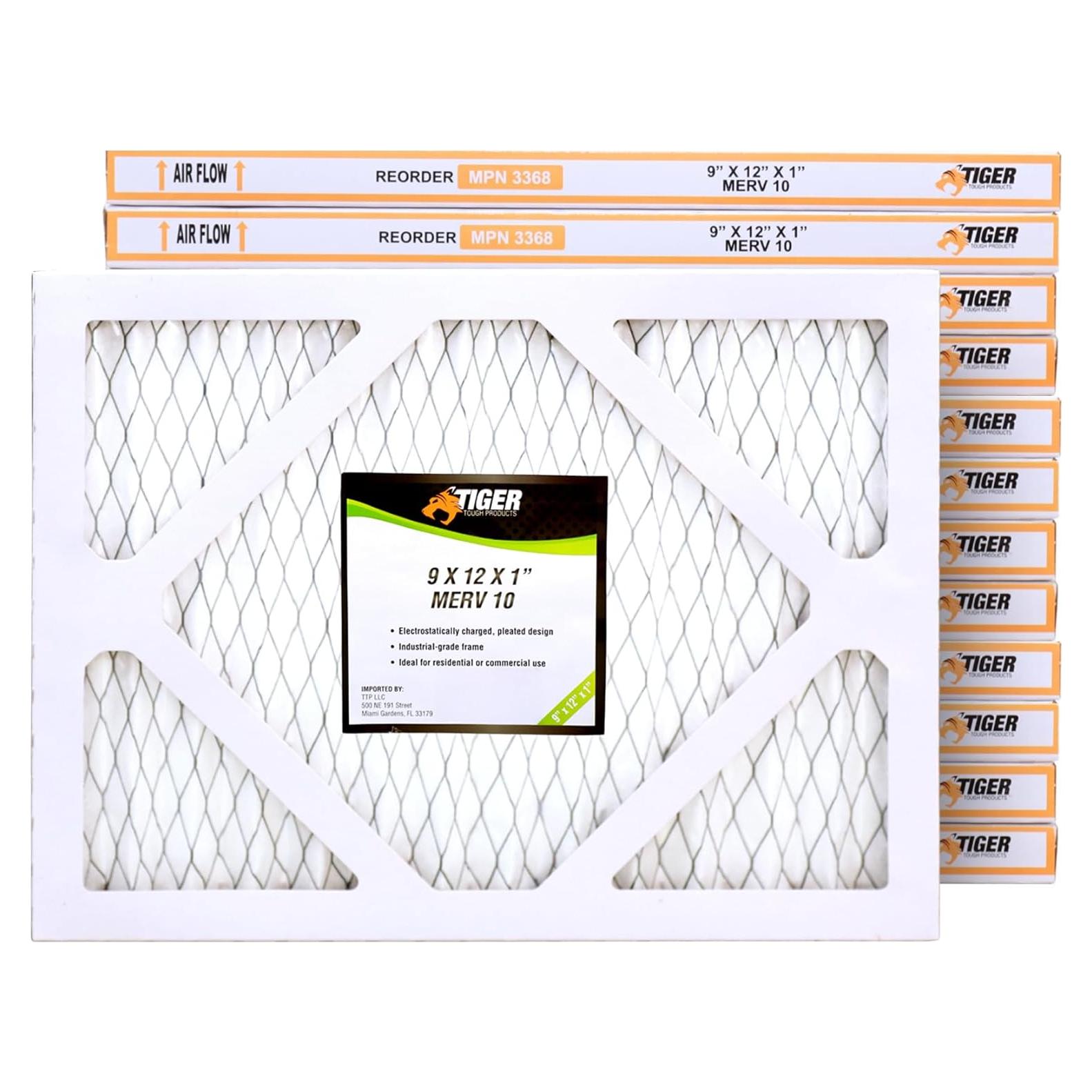 Filtro de Aire MERV 10 Tiger Tough 9x12x1 Paquete de 12