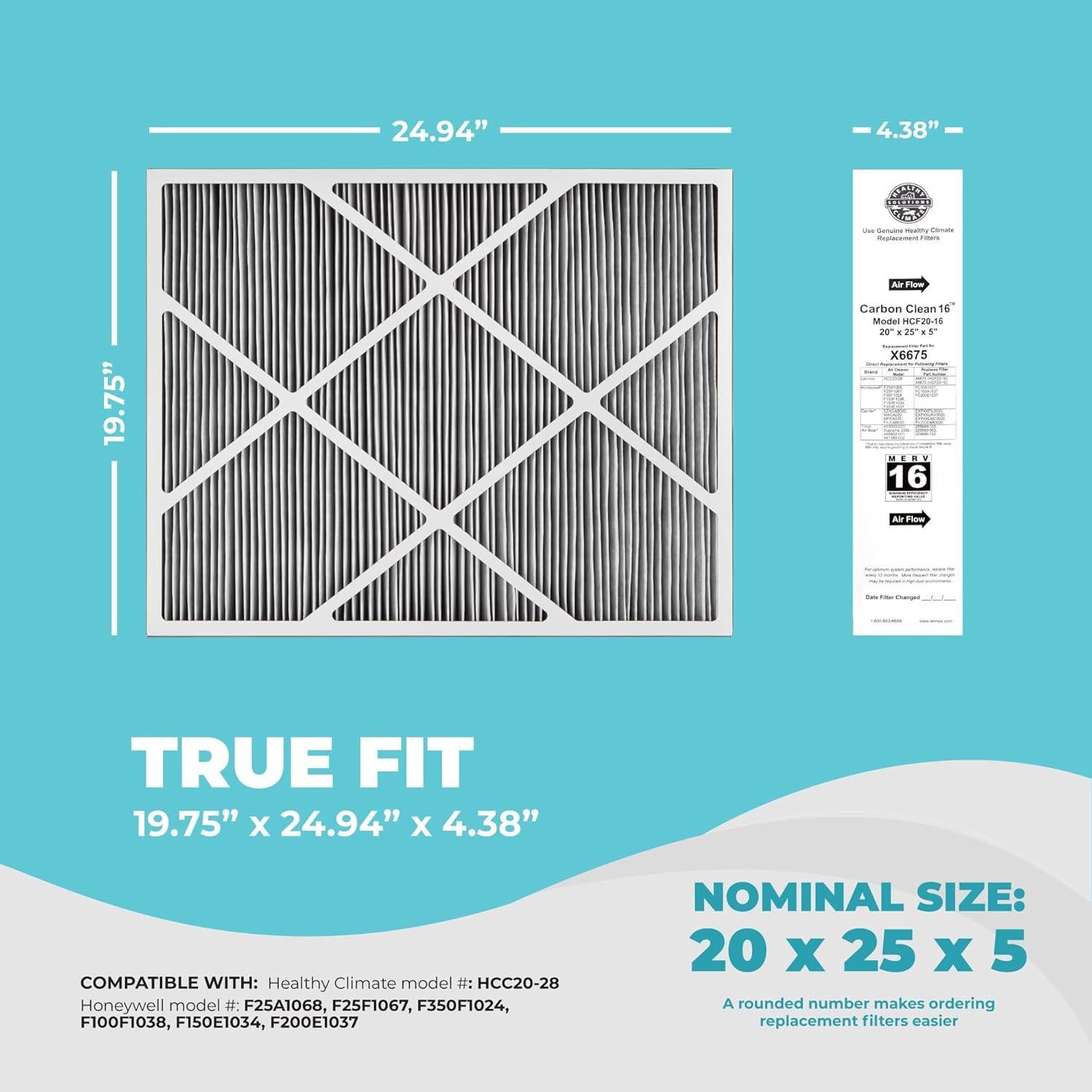Filtro de Aire Healthy Climate X6675 20x25x5 Merv 16 para HVAC