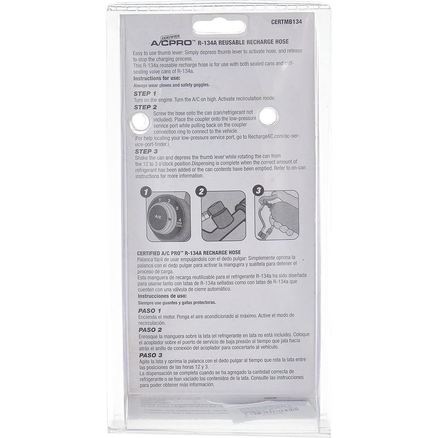 Refrigerante R134A A/C Pro con manguera 25.4 cm - Azul