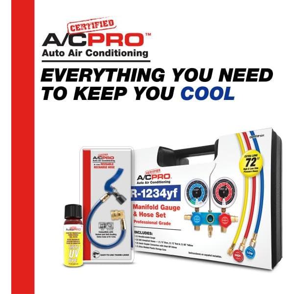 Refrigerante R134A A/C Pro con manguera 25.4 cm - Azul