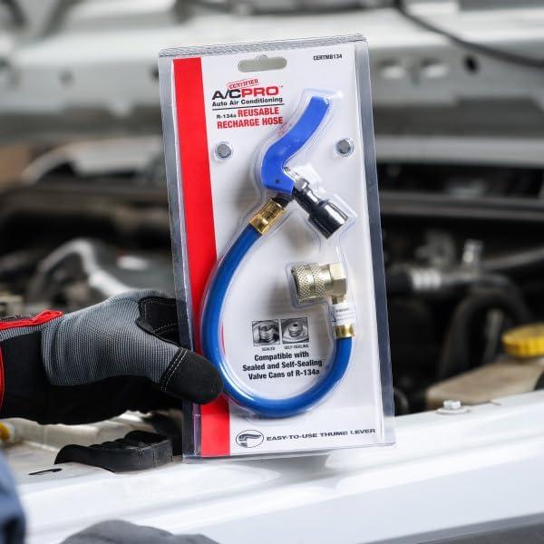 Refrigerante R134A A/C Pro con manguera 25.4 cm - Azul