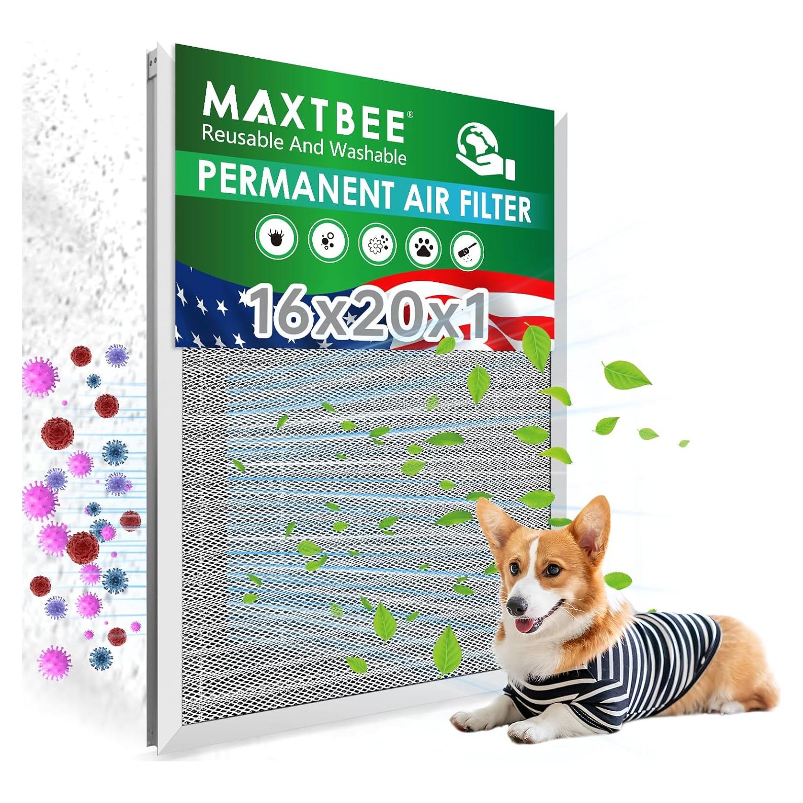 Filtro de Aire Electroestático MAXTBEE 16x20x1 Reutilizable MERV 8