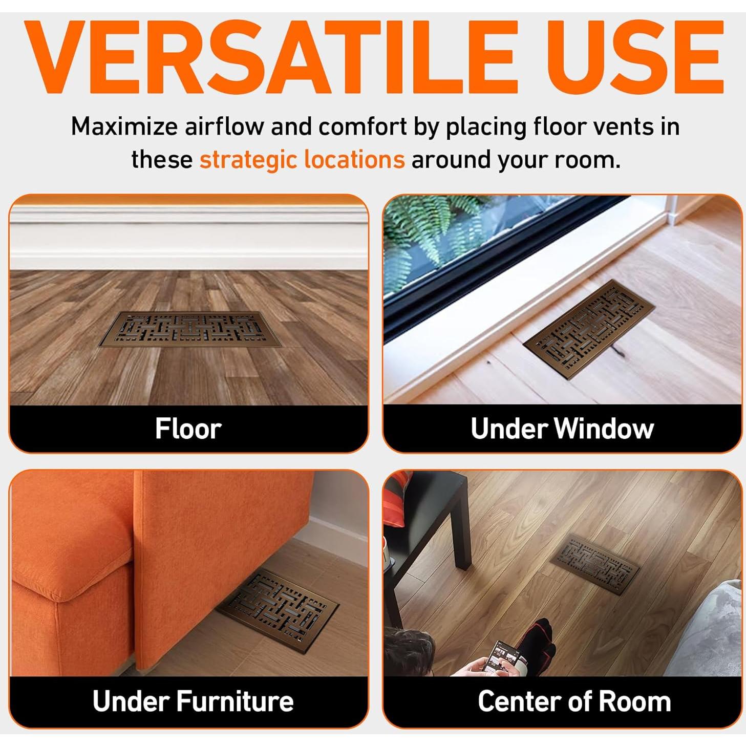 Cubierta de Ventilación de Piso Home Intuition 4x12 Bronce