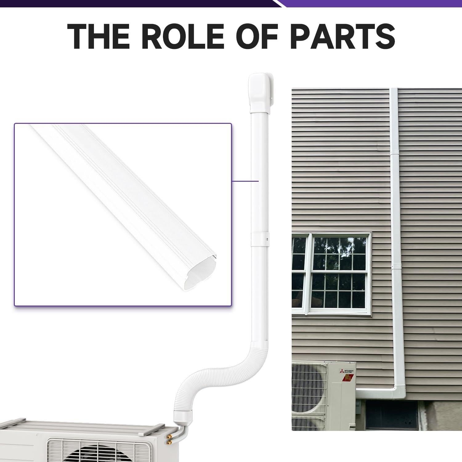 Cubierta de Línea Mini-Split 5" x 1.0 m Cestluck PVC Impermeable