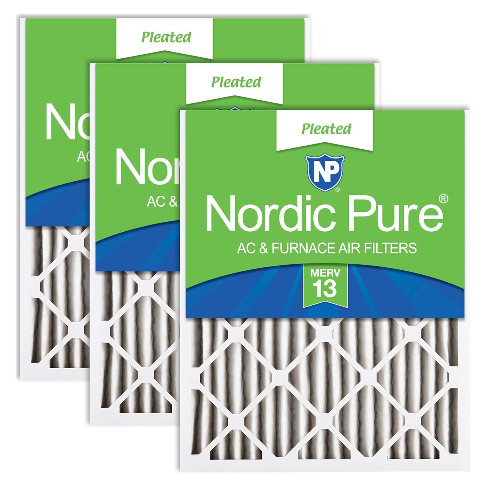 Filtros de Aire Plisados MERV 13 Nordic Pure 15.5x24.5x1.8 Paquete de 3