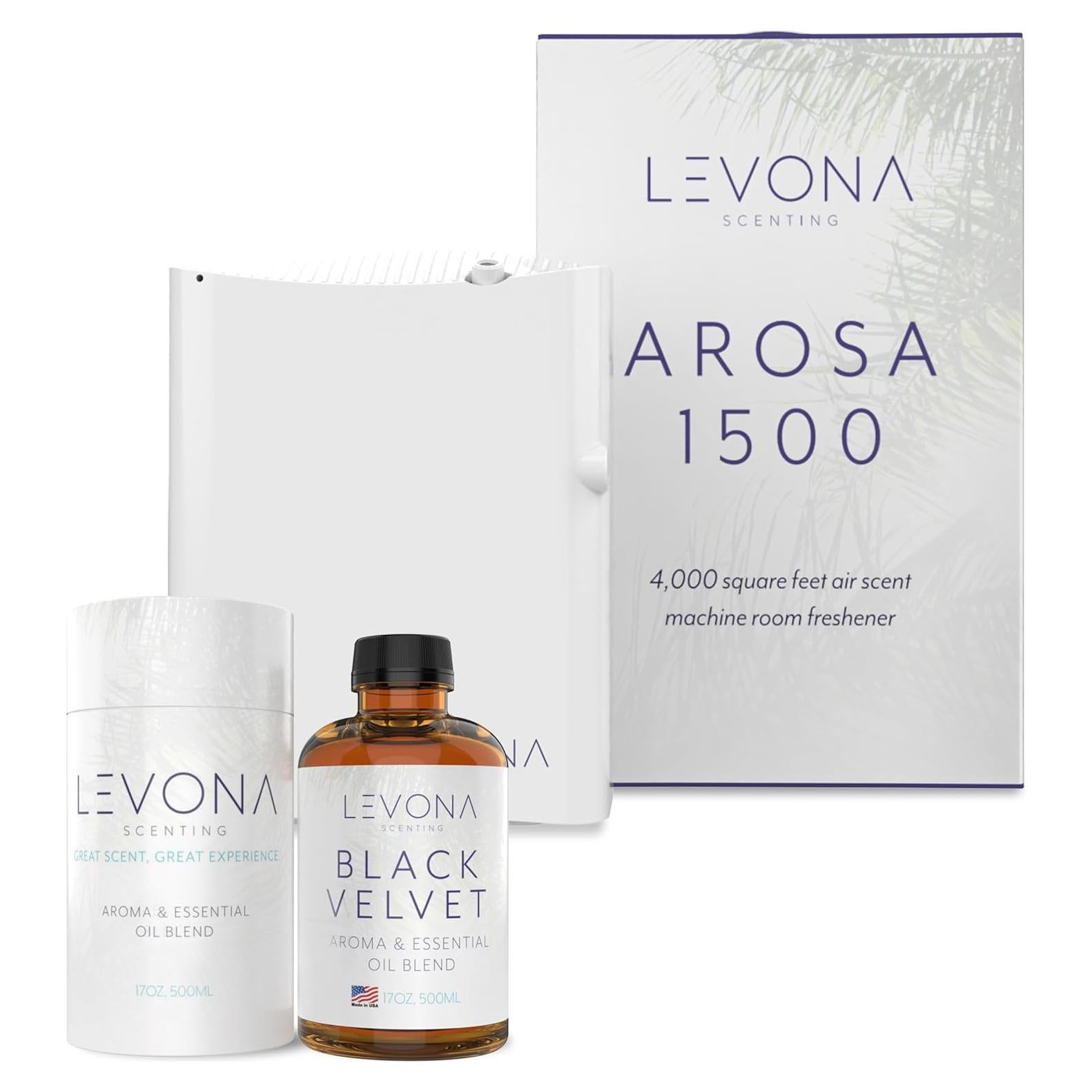 Levona Scent Arosa Diffuser - HVAC System with Smart App Control, Scent Diffuser for Whole House, Office, Hotel, & Large Spaces - Coverage 4000 sq ft - Includes Black Velvette 500ml Essential Oil