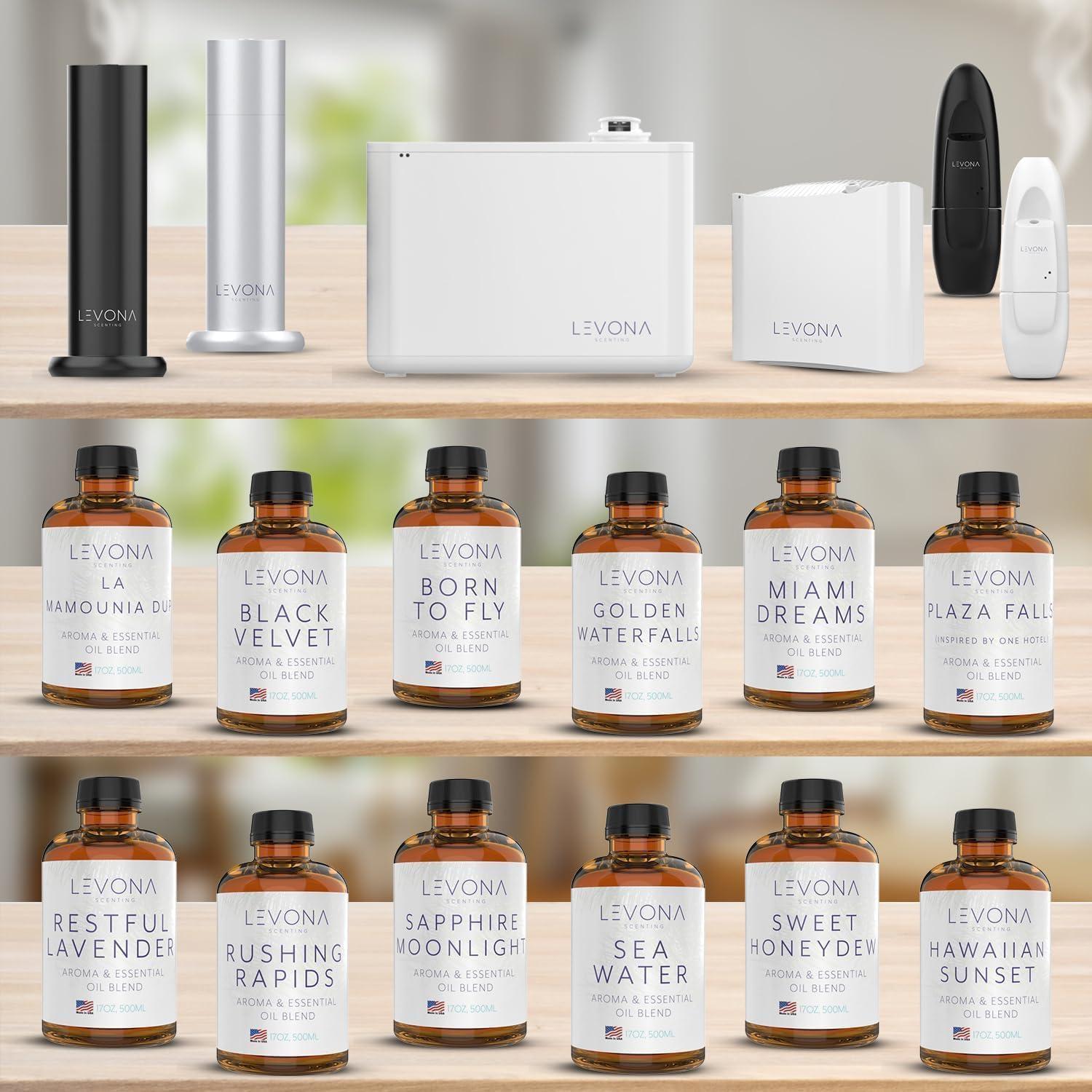 Levona Scent Arosa Diffuser - HVAC System with Smart App Control, Scent Diffuser for Whole House, Office, Hotel, & Large Spaces - Coverage 4000 sq ft - Includes Black Velvette 500ml Essential Oil