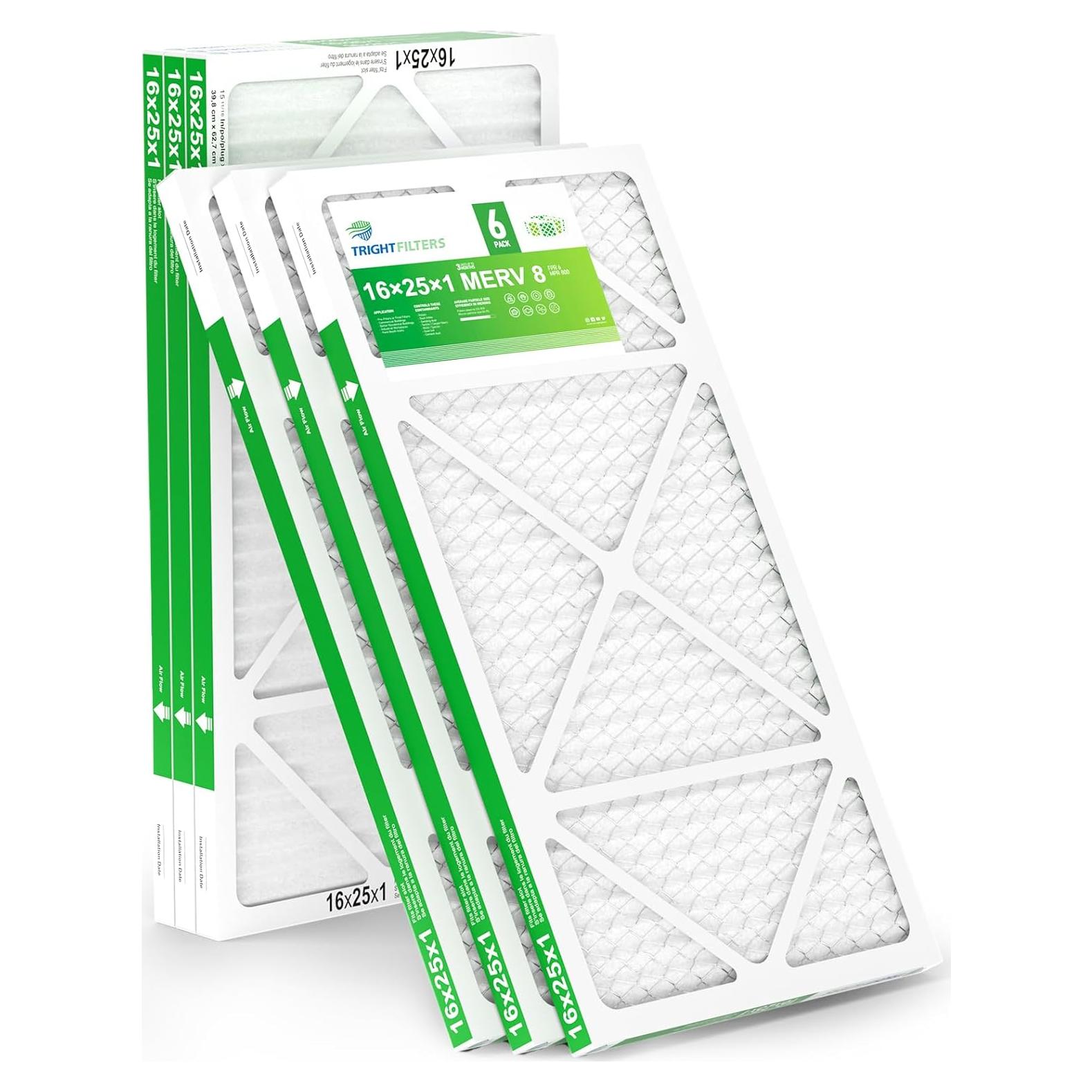 Filtro de Aire TRIGHTFILTERS MERV 8 16x25x1 - 6 Paquetes