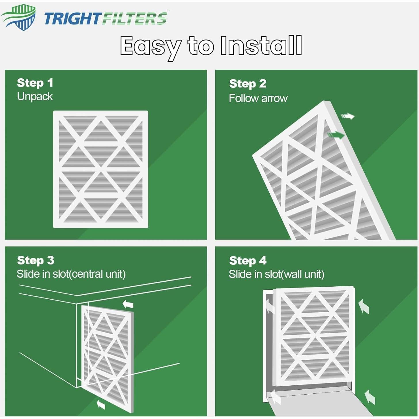 Filtro de Aire TRIGHTFILTERS MERV 8 16x25x1 - 6 Paquetes