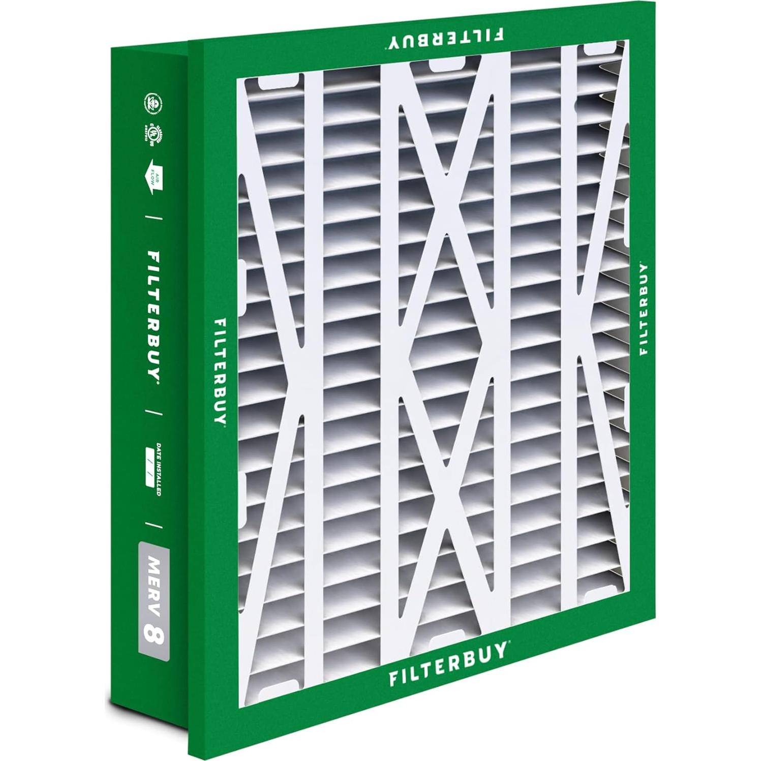 Filterbuy 20x20x5 Air Filter MERV 8 Essential Dust & Allergy Defense (4-Pack), Electrostatic Pleated HVAC AC Furnace Filters for Honeywell Return Grille FC40R1003 (Actual Size: 18.38 x 18.38 x 3.69)