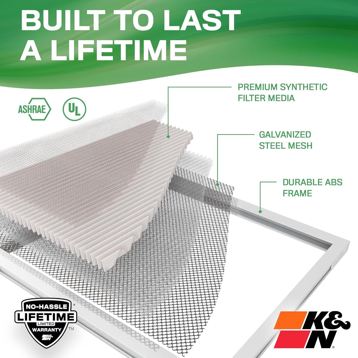 Filtro de Aire HVAC K&N 59.4x59.4 cm Lavable Merv 13