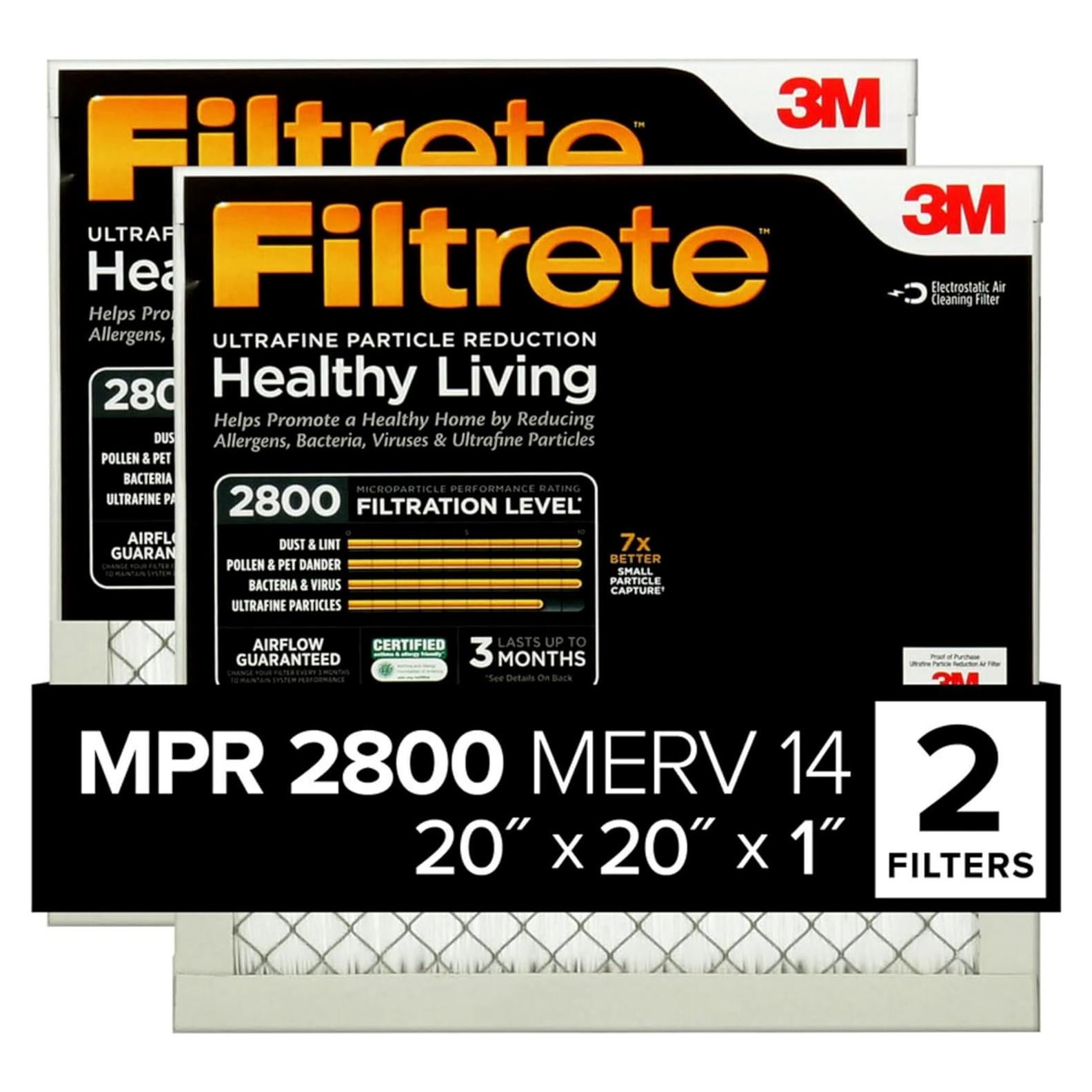 Filtro de Aire Plisado 3M Filtrete 20x20x1 MPR 2800 MERV 14