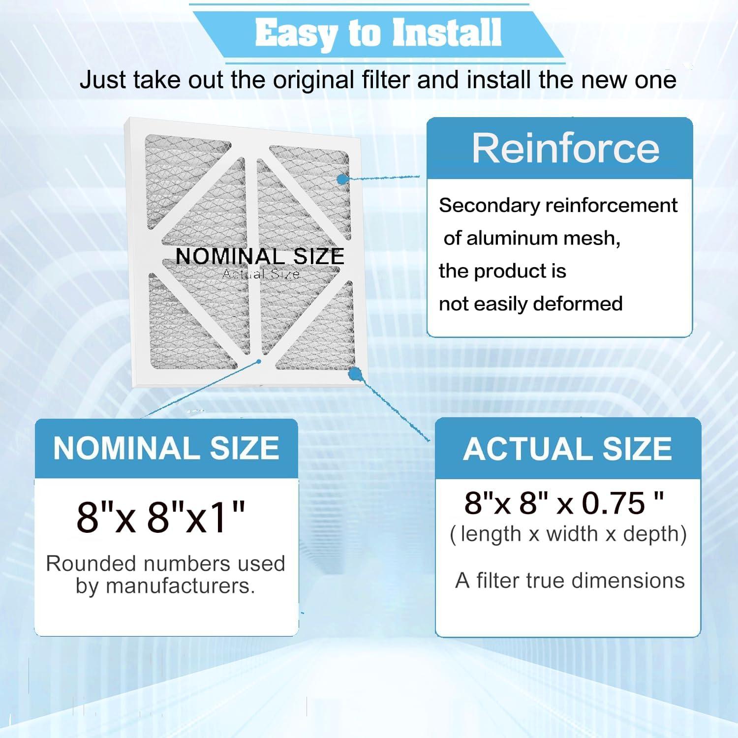 Filtro de Aire QCYZTL MERV 13 20.32x20.32x2.54 cm Paquete de 6