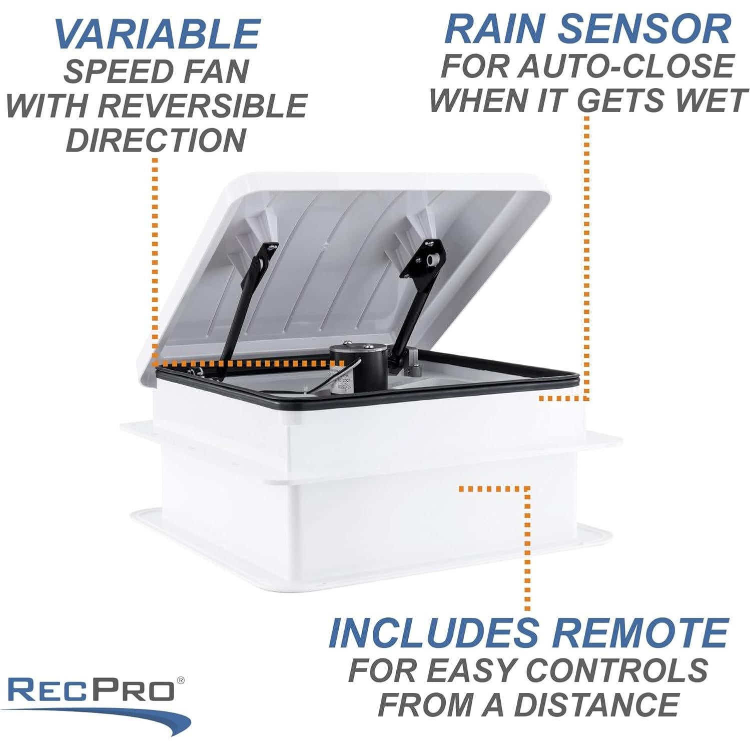 Ventilador de Techo RecPro Vento Deluxe 12V 10 Velocidades Blanco