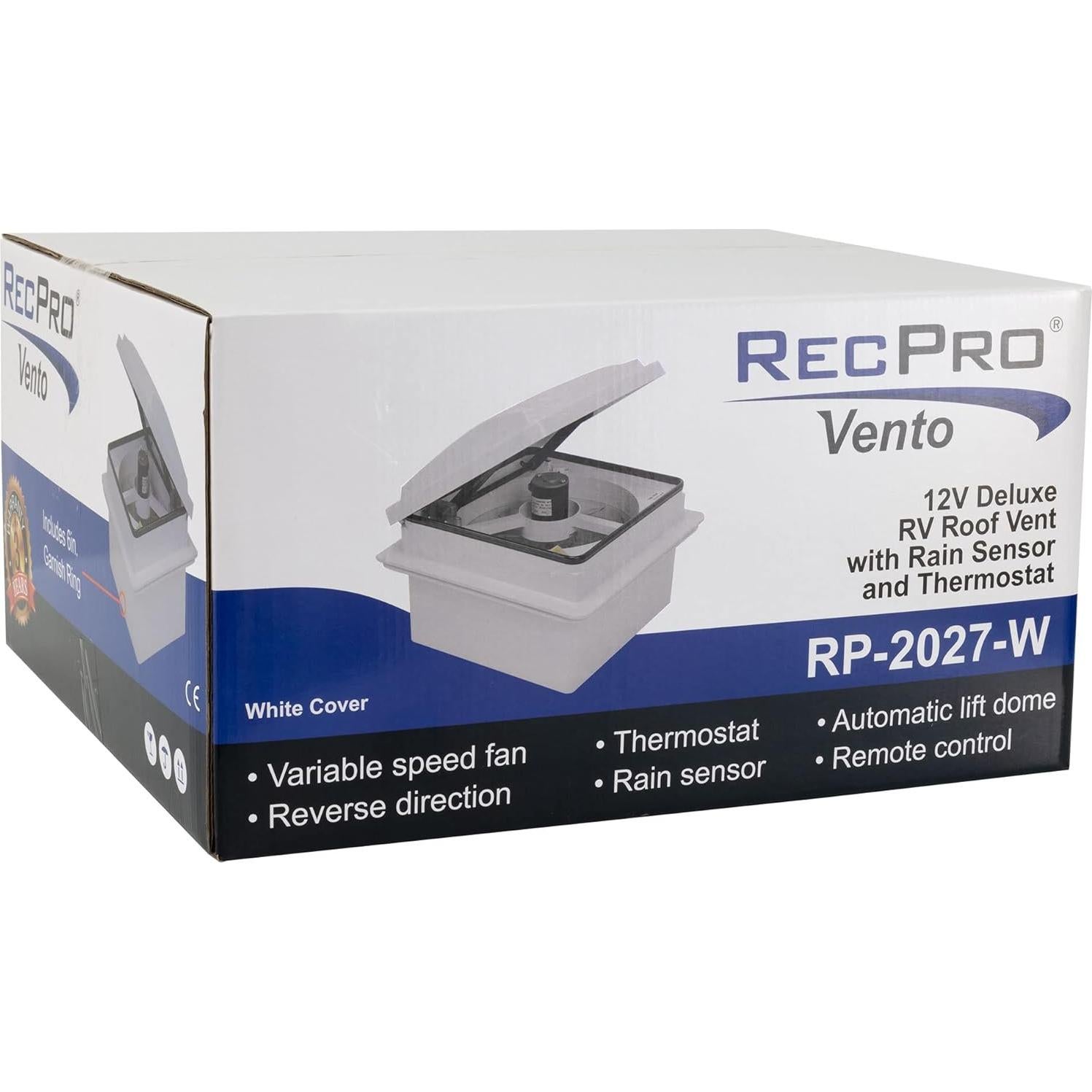 Ventilador de Techo RecPro Vento Deluxe 12V 10 Velocidades Blanco