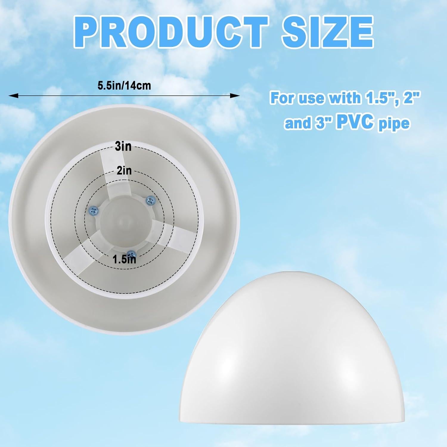 2 Tapas de Ventilación de Chimenea PVC 1.5" 2" 3" Blanco