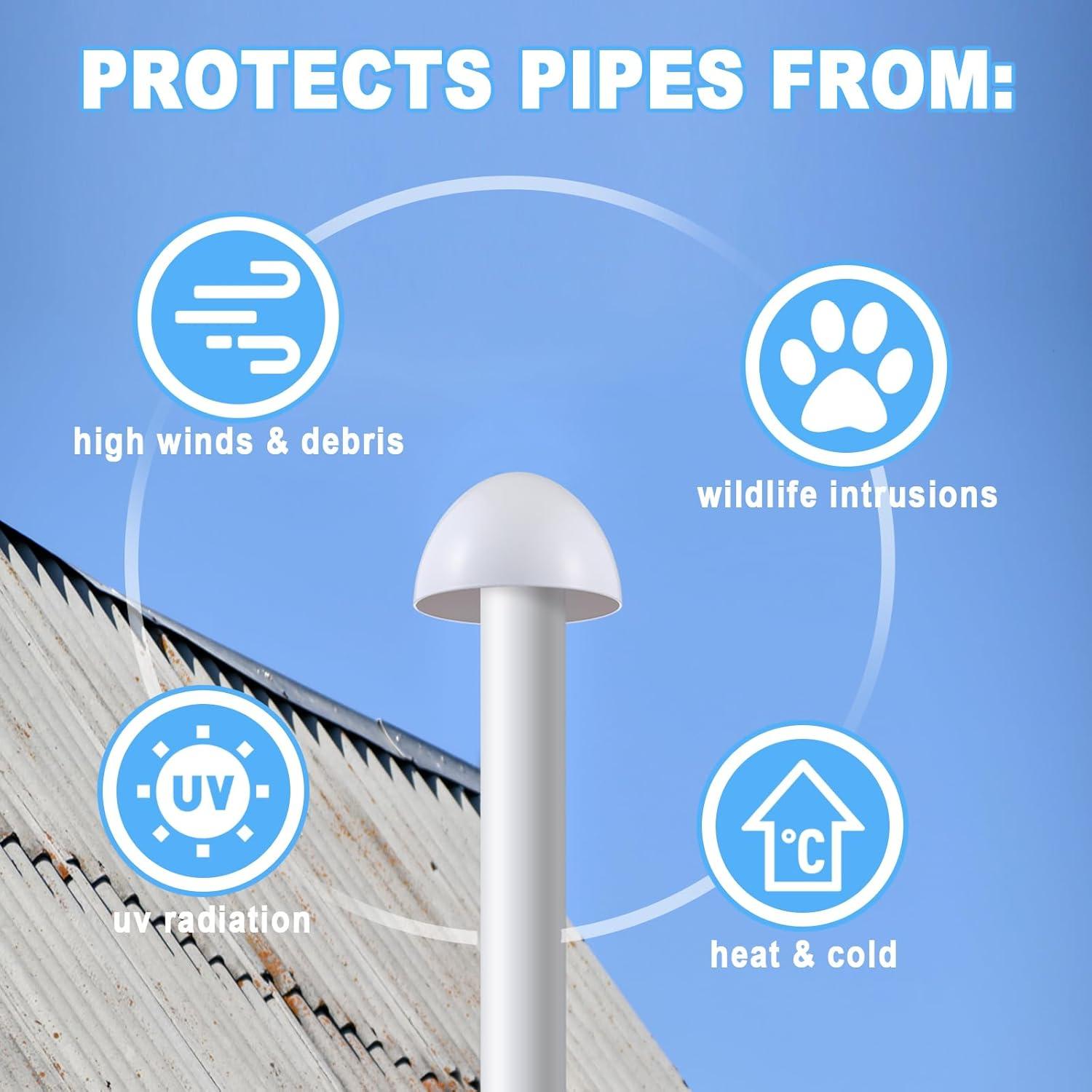 2 Tapas de Ventilación de Chimenea PVC 1.5" 2" 3" Blanco