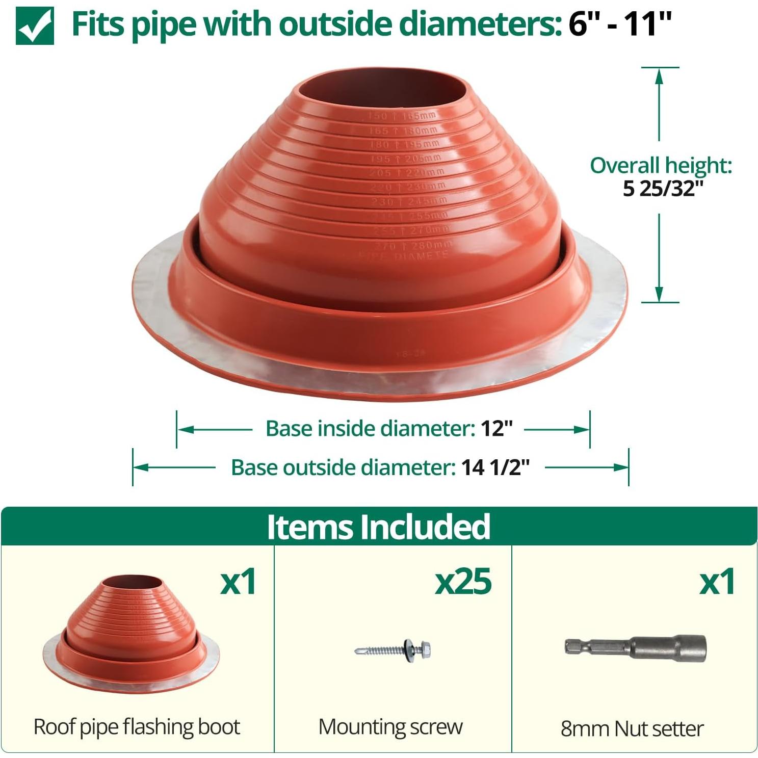Bota de Techo Flexible Benfar 7 para Tubería 15-28 cm